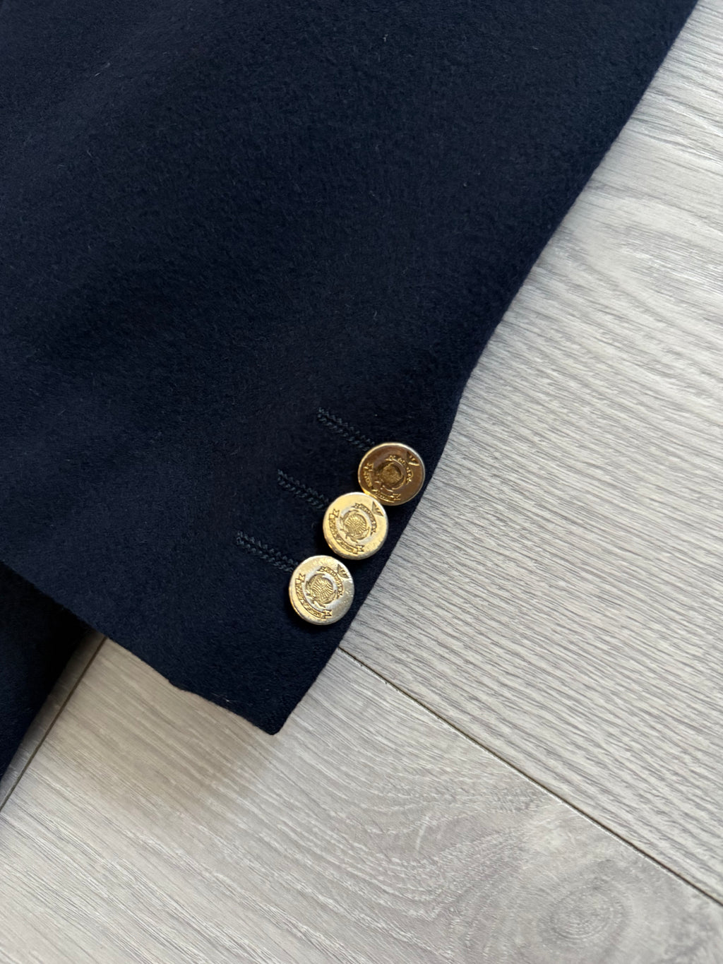 Emporio Armani 1980s Metal Button Double Breasted Wool Sports Blazer Jacket Navy - Size L