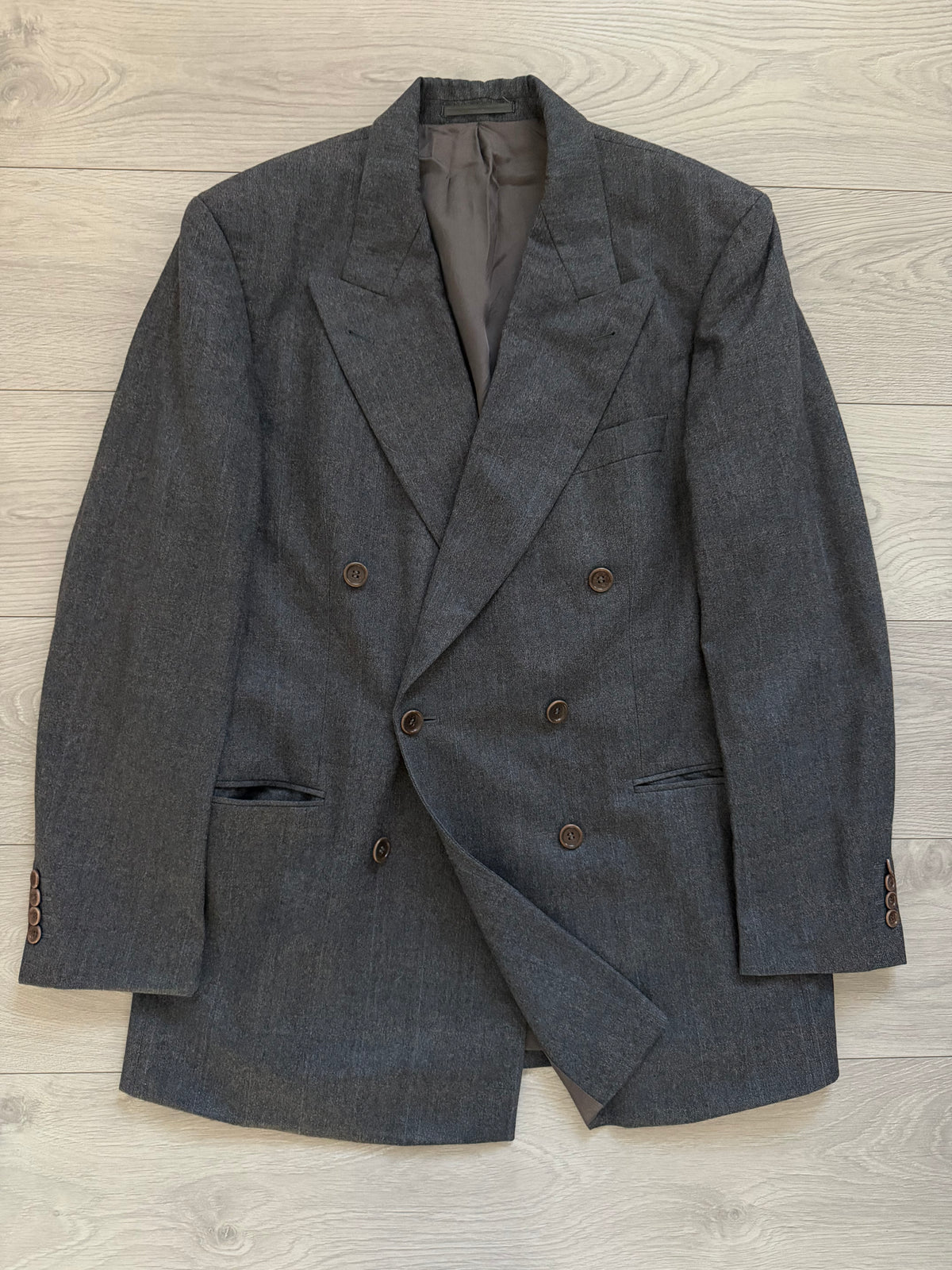 Hugo Boss 1980s Super 120s Peaked Lapel Double Breasted Wool Sport Jacket Blazer - Size XL