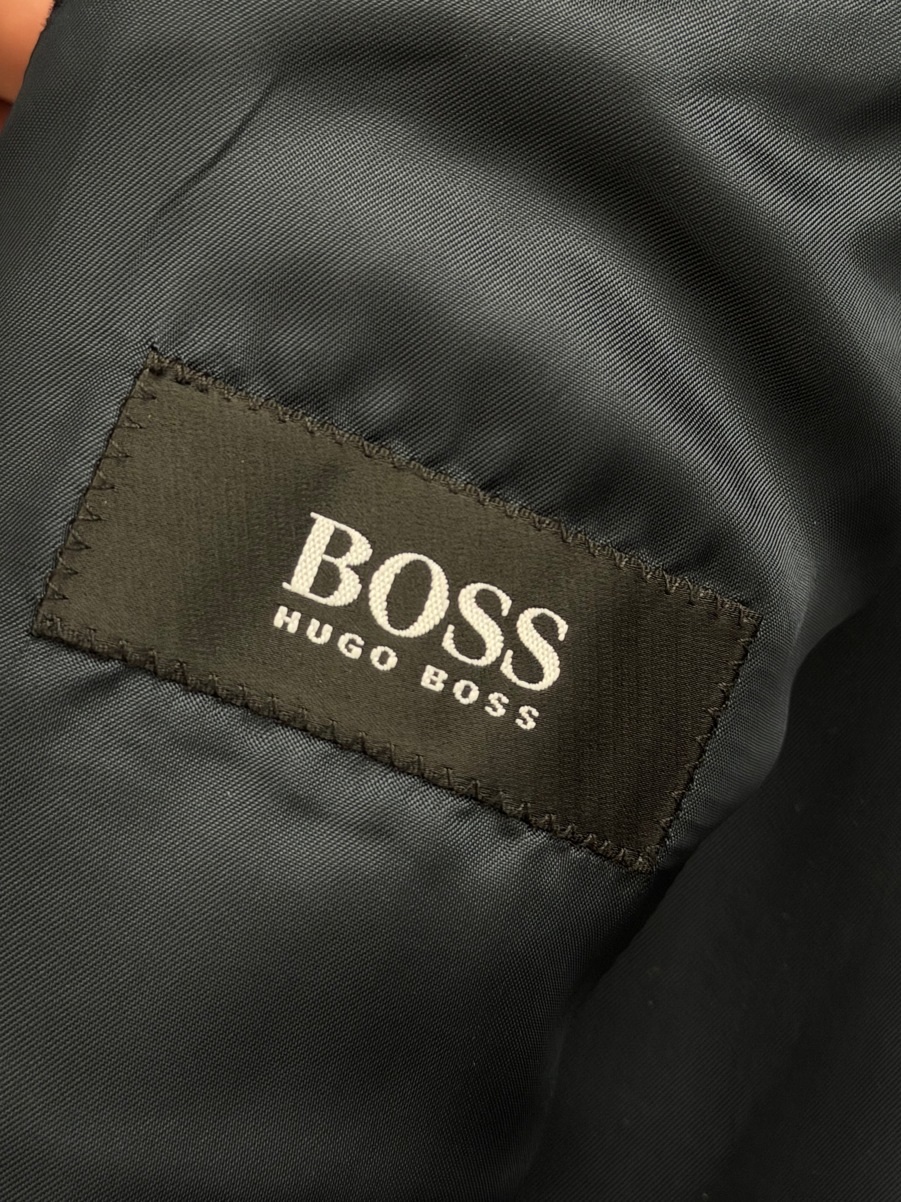 Hugo Boss 1990s Single Breasted Navy Wool Overcoat - Size XL