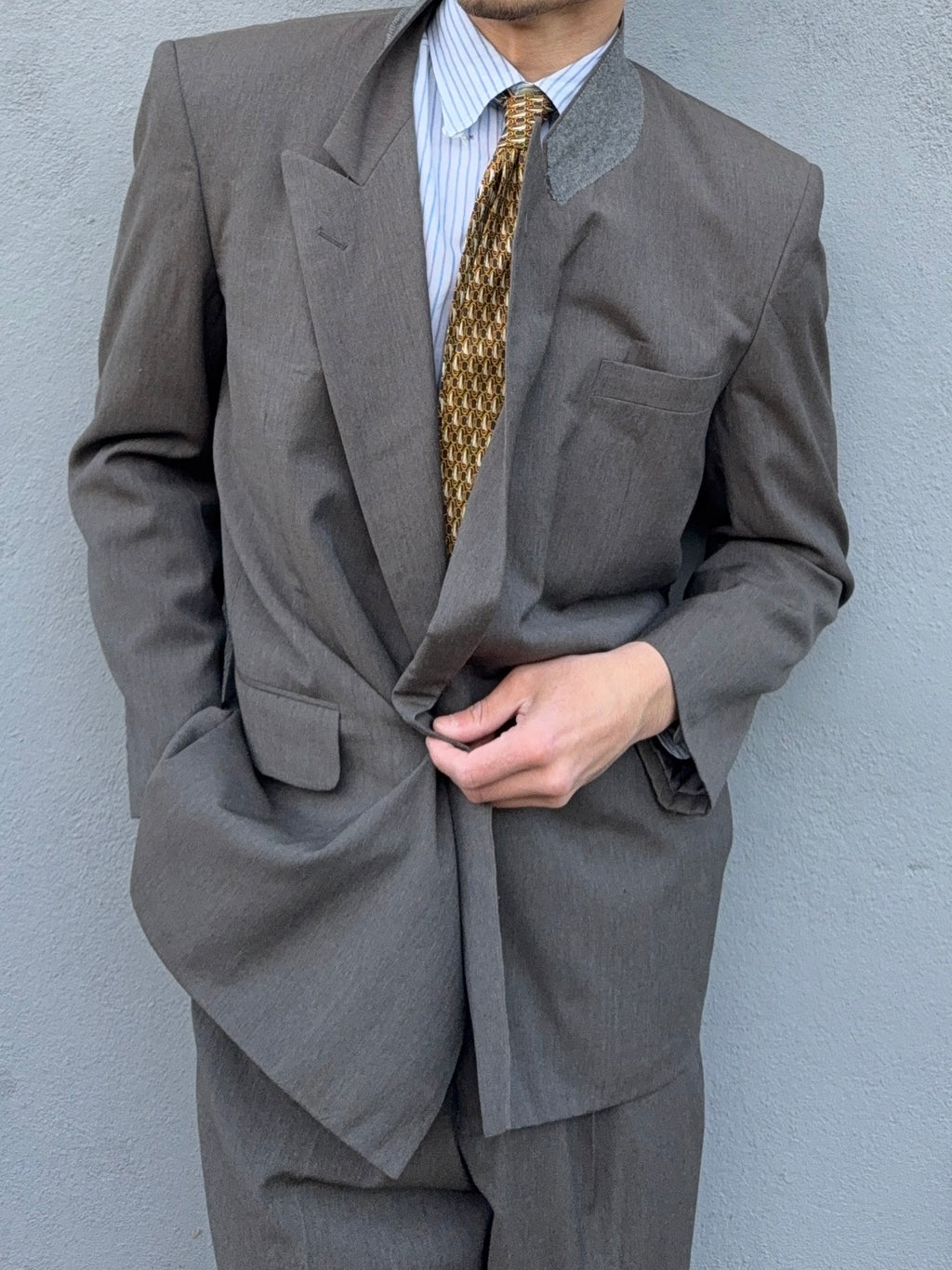 Comme Des Garcons Homme 1989 Double Breasted Pleated Wool Grey Suit - Size S Jacket / 28" Waist