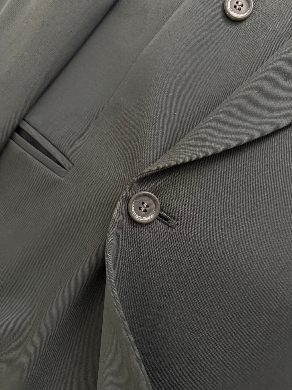 Emporio Armani 1980s Peaked Lapel Double Breasted Wool Sports Jacket Blazer Green - Size S