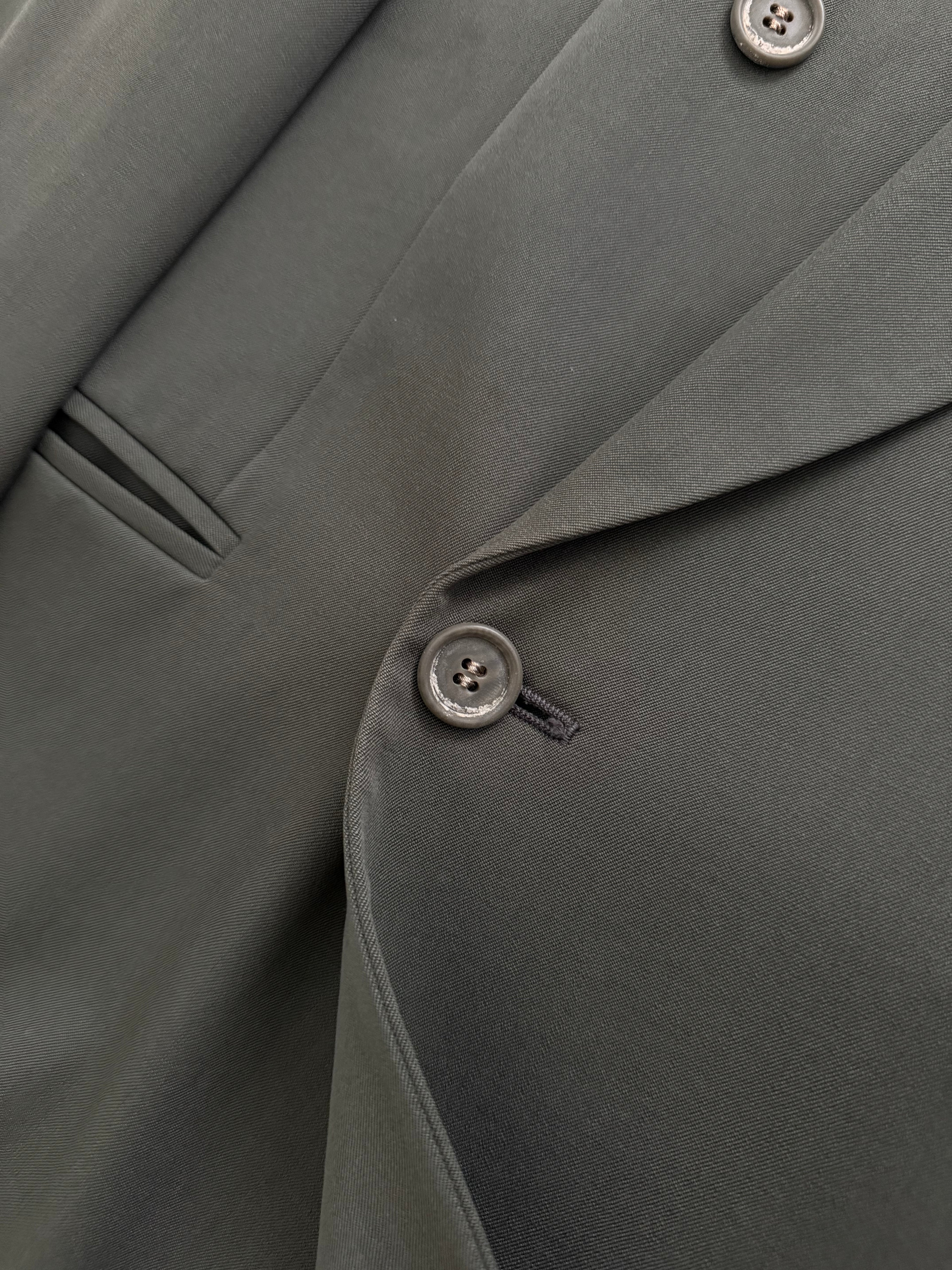Emporio Armani 1980s Peaked Lapel Double Breasted Wool Sports Jacket Blazer Green - Size S