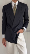 Emporio Armani 1980s Peaked Lapel Double Breasted Wool Sport Jacket Blazer - Size XS