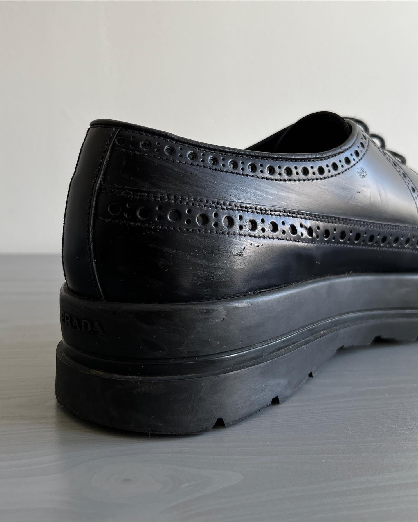 Prada Rubber Sole Brogue Derby Shoes - Size US10