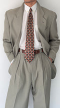 Emporio Armani 1980s 2B Taupe Siege Double-Pleat Wool Suit  - Size M Jacket / 31" Waist