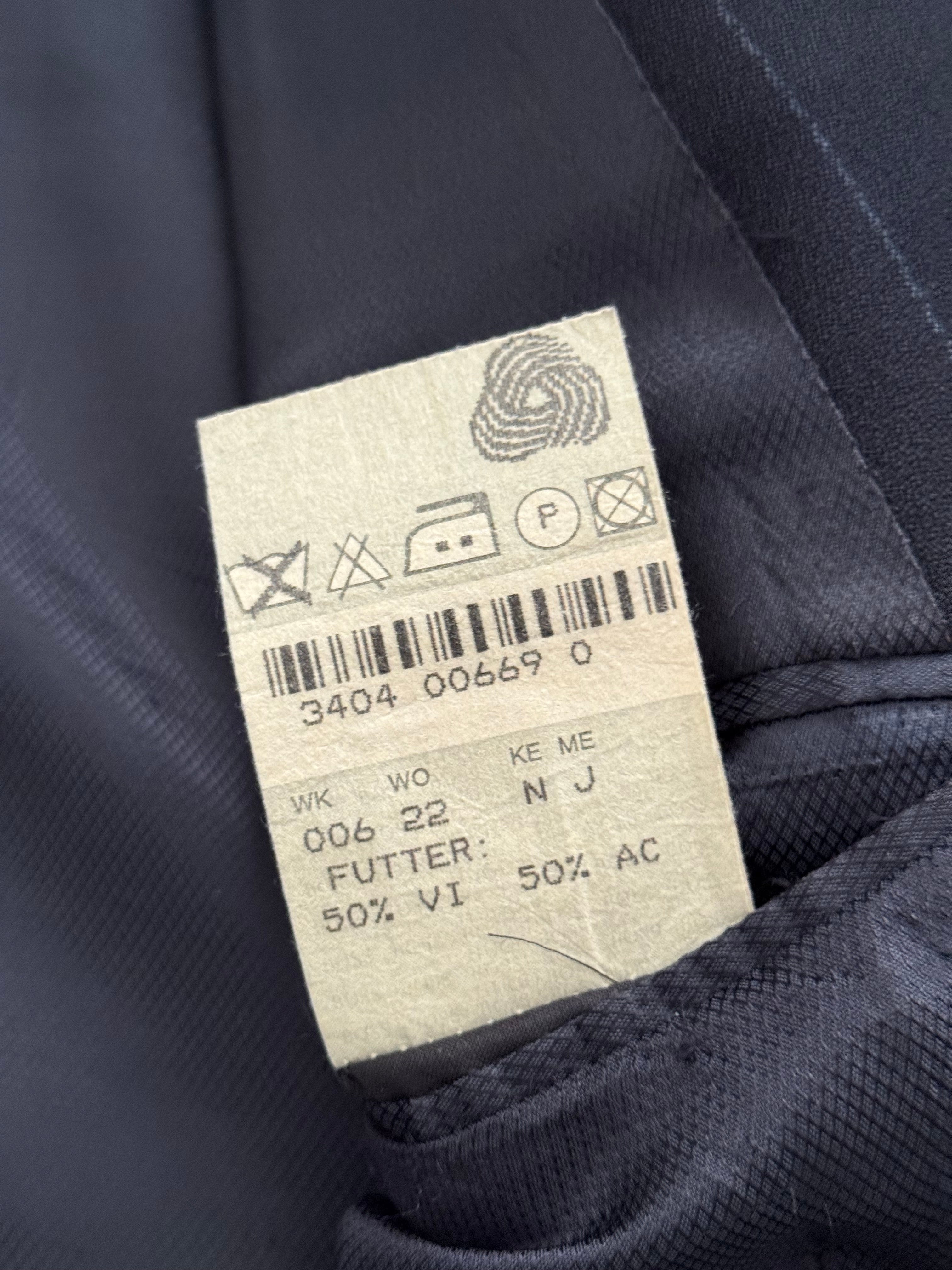 Hugo Boss 1990s 'Nostalgia' 6B Double Breasted Pleated Striped Wool Navy Suit - Size M Jacket / 32" Waist