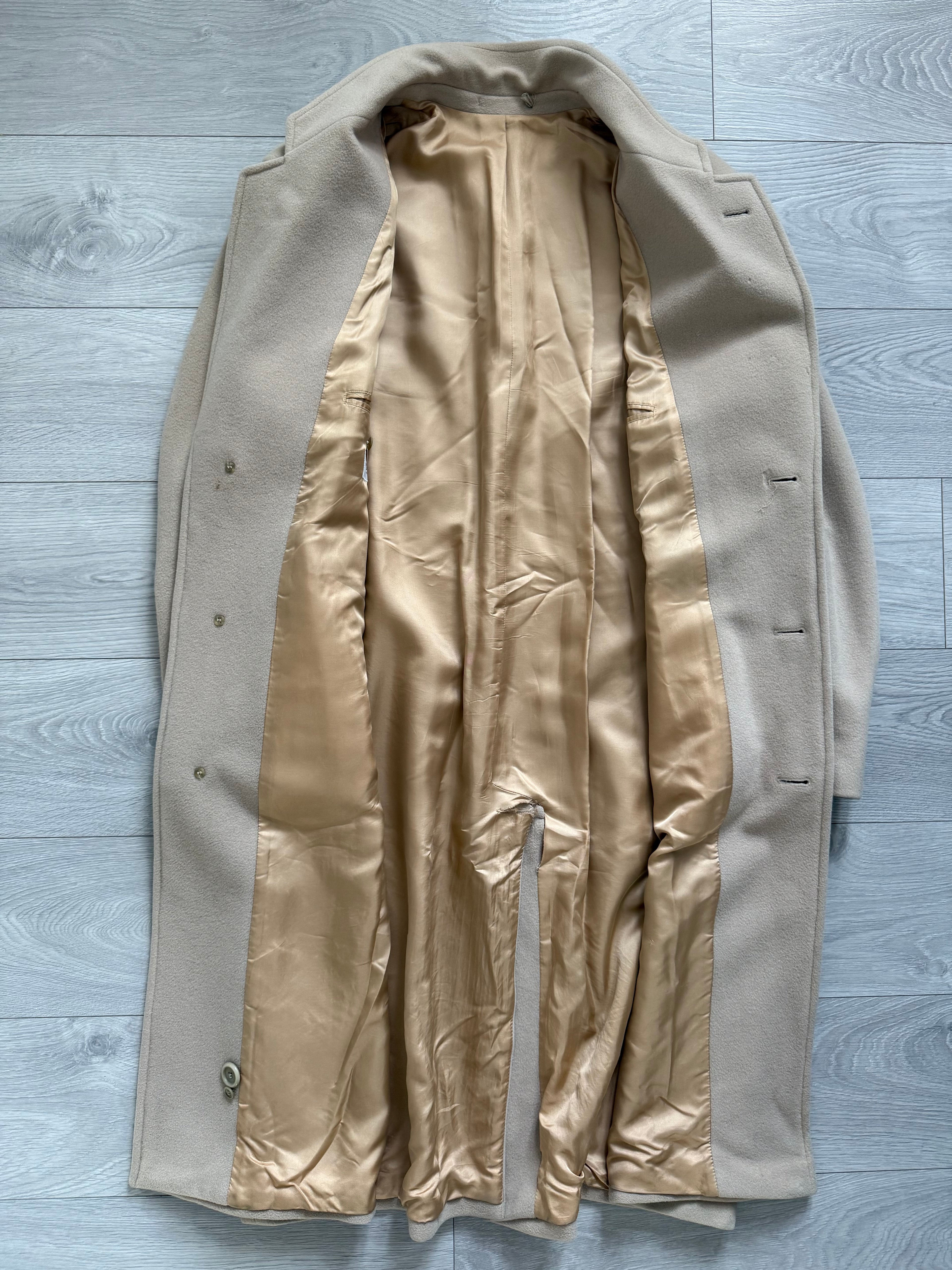 Hugo Boss 1980s 'De Tomaso' Wool Overcoat Cream - Size XL