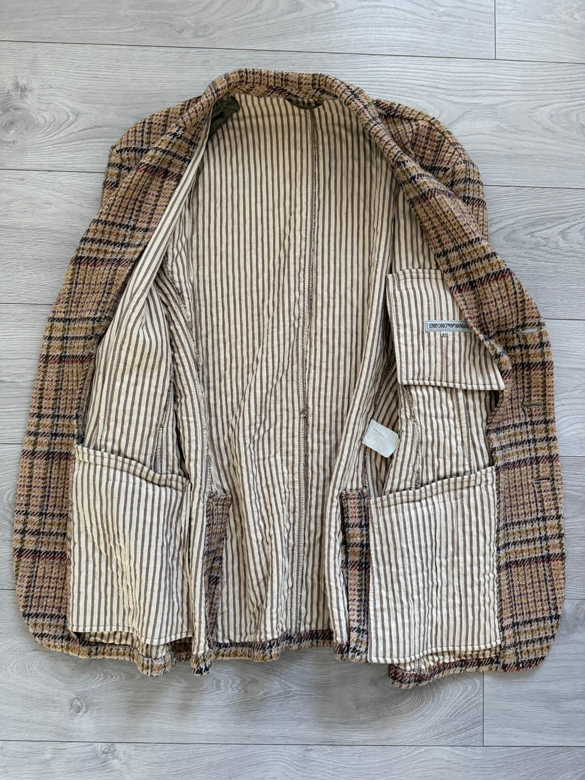 Emporio Armani 1990s 3B Check Wool Textured Sport Jacket Blazer - Size M