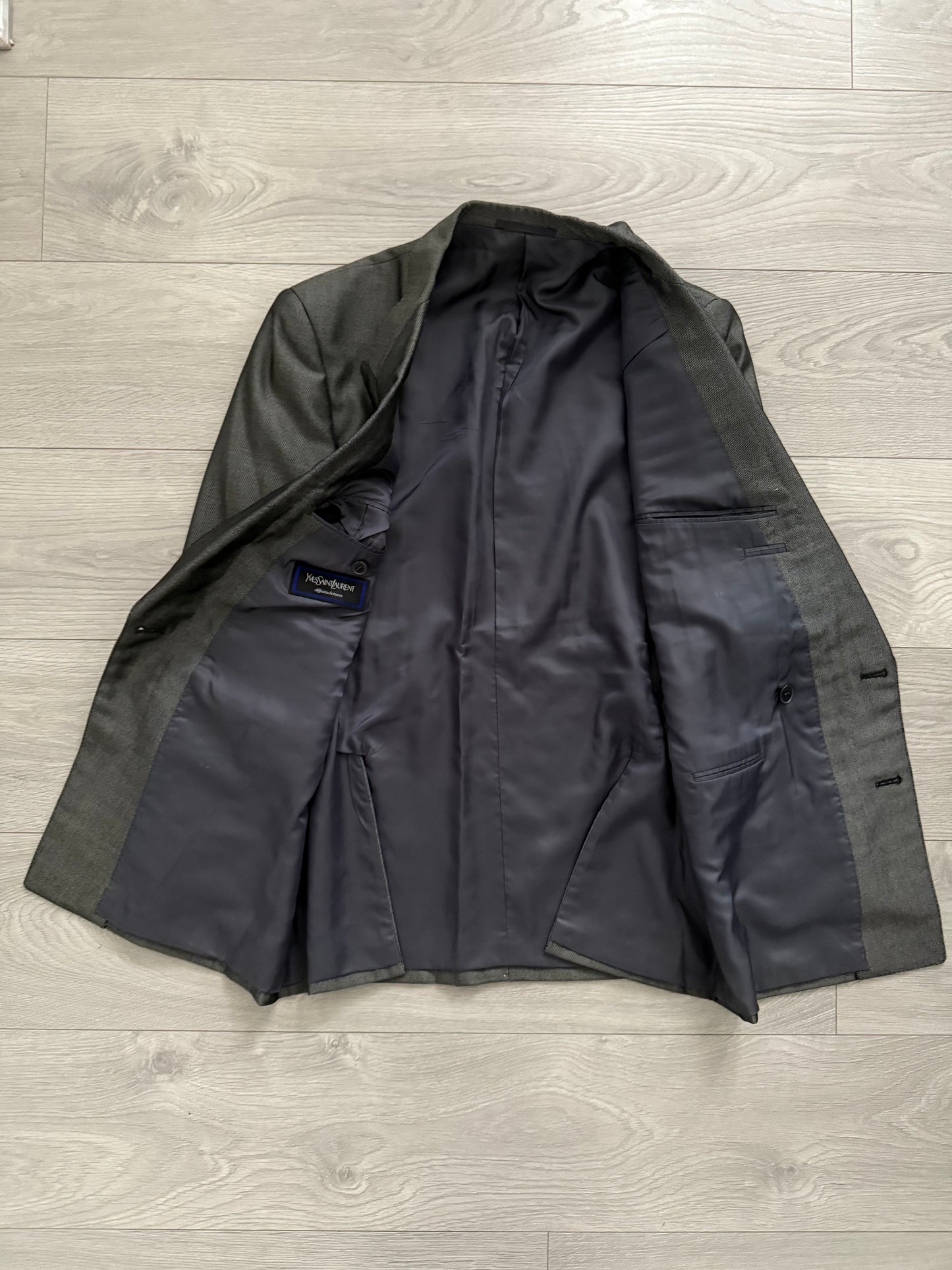 Yves Saint Laurent 1990s Double-Breasted Pleated Wool Suit - Size S Jacket / 30" Waist