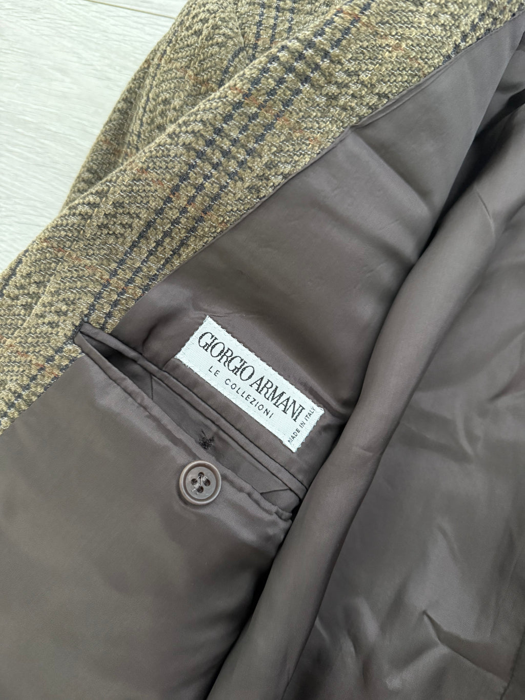 Giorgio Armani 1980s Textured Wool Brown Sports Blazer Jacket - Size XXL