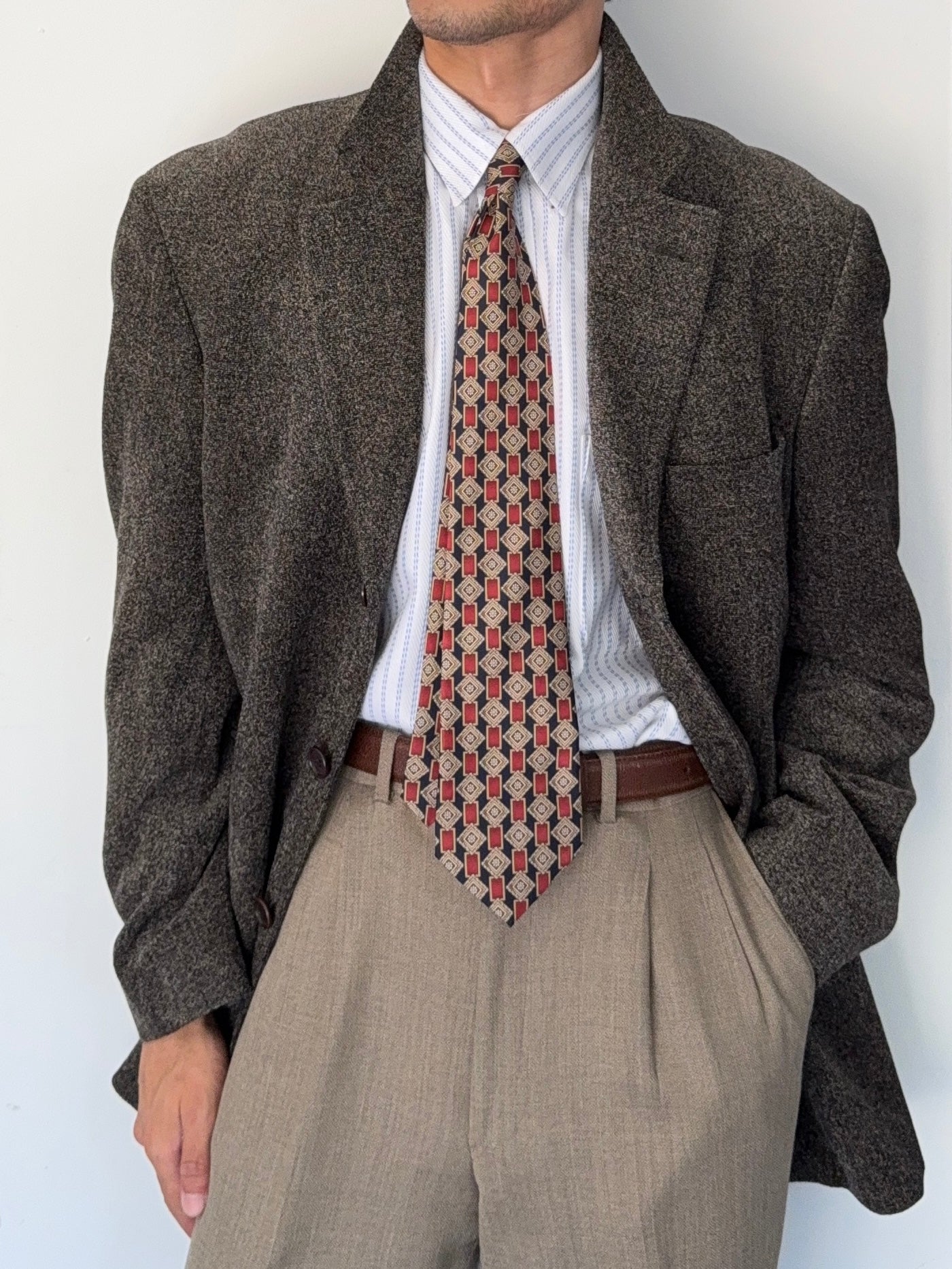 Hugo Boss 1980s 3B Torrelo Vierra Melagne Fabric Sports Jacket Blazer - Size XL