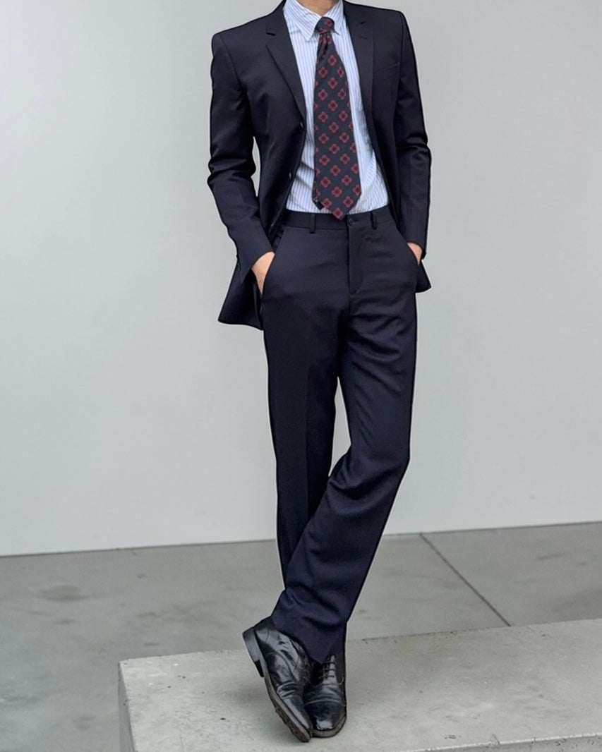 Emporio Armani 2002 3B Super 140's Wool Navy Blue Suit - Size S Jacket / 28" Waist