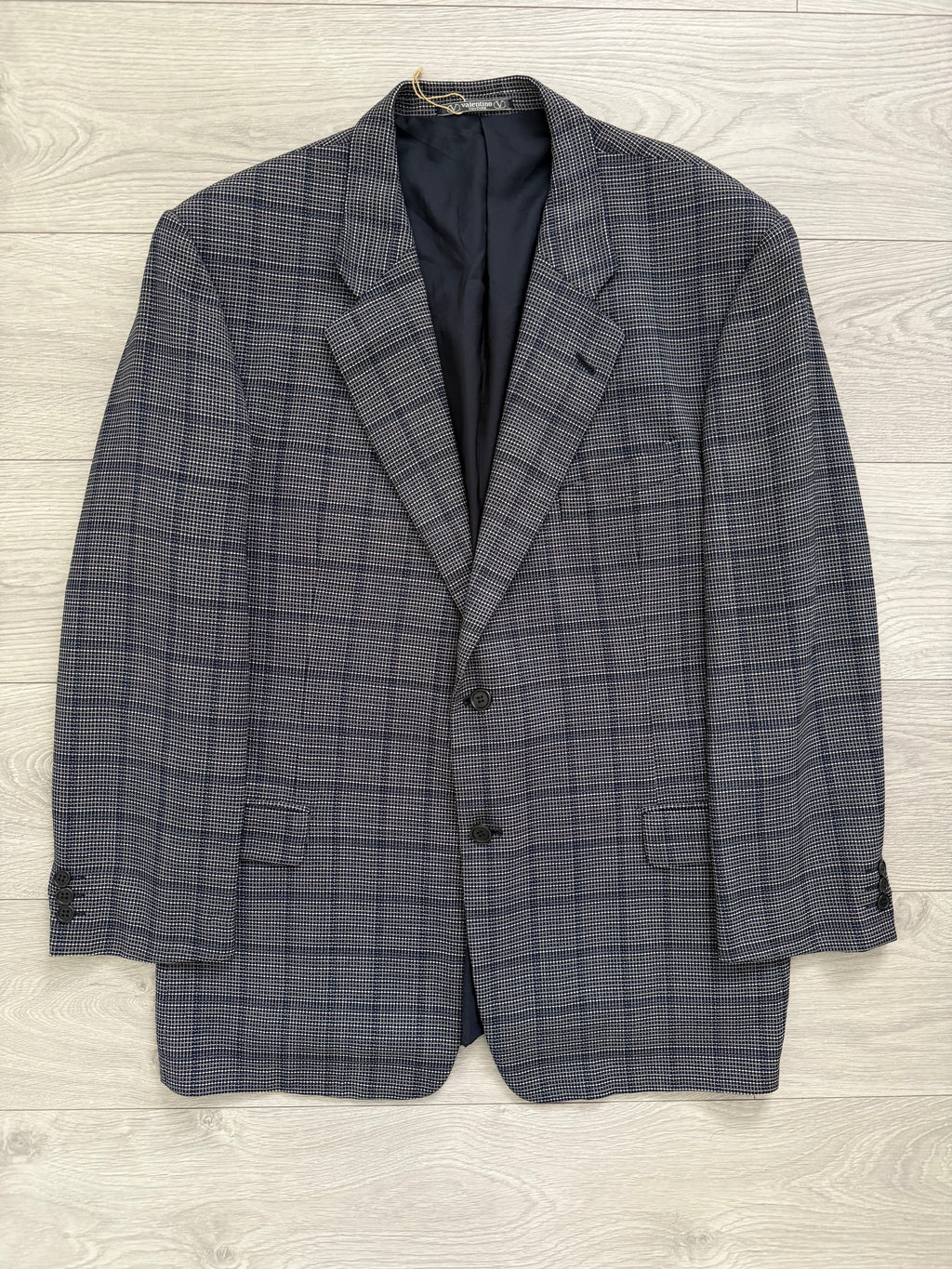 Valentino 1980s 2B Textured Wool Check Sports Jacket Blazer  - Size XXL