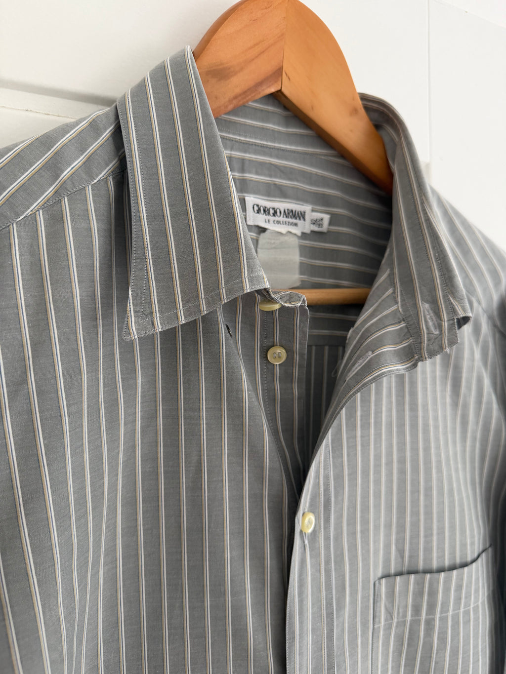 Giorgio Armani 1980s Multi Stripe Grey Cotton Shirt - Size M