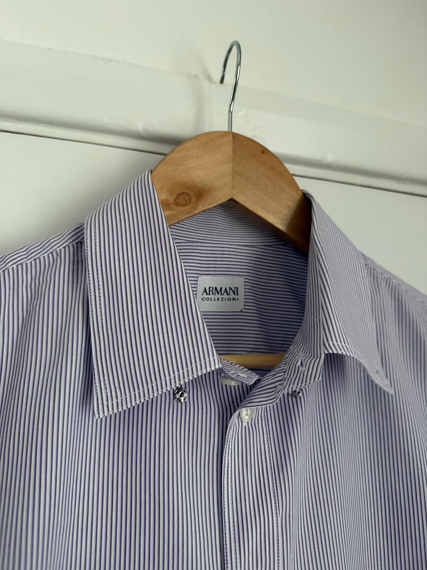 Armani 2004 Striped Snap Collar Shirt - Size M