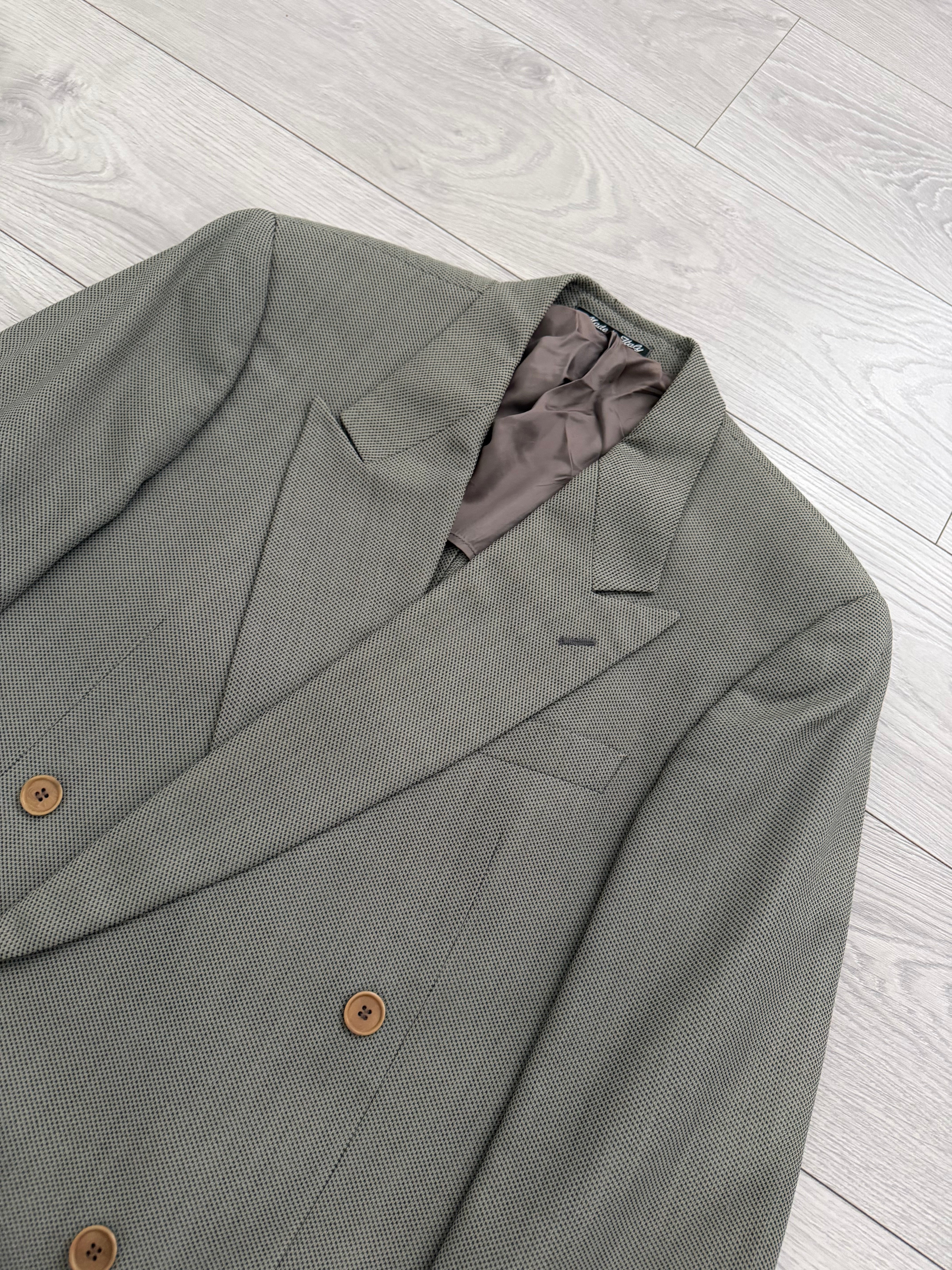 Giorgio Armani 1980s Peaked Lapel Double Breasted Textured Wool