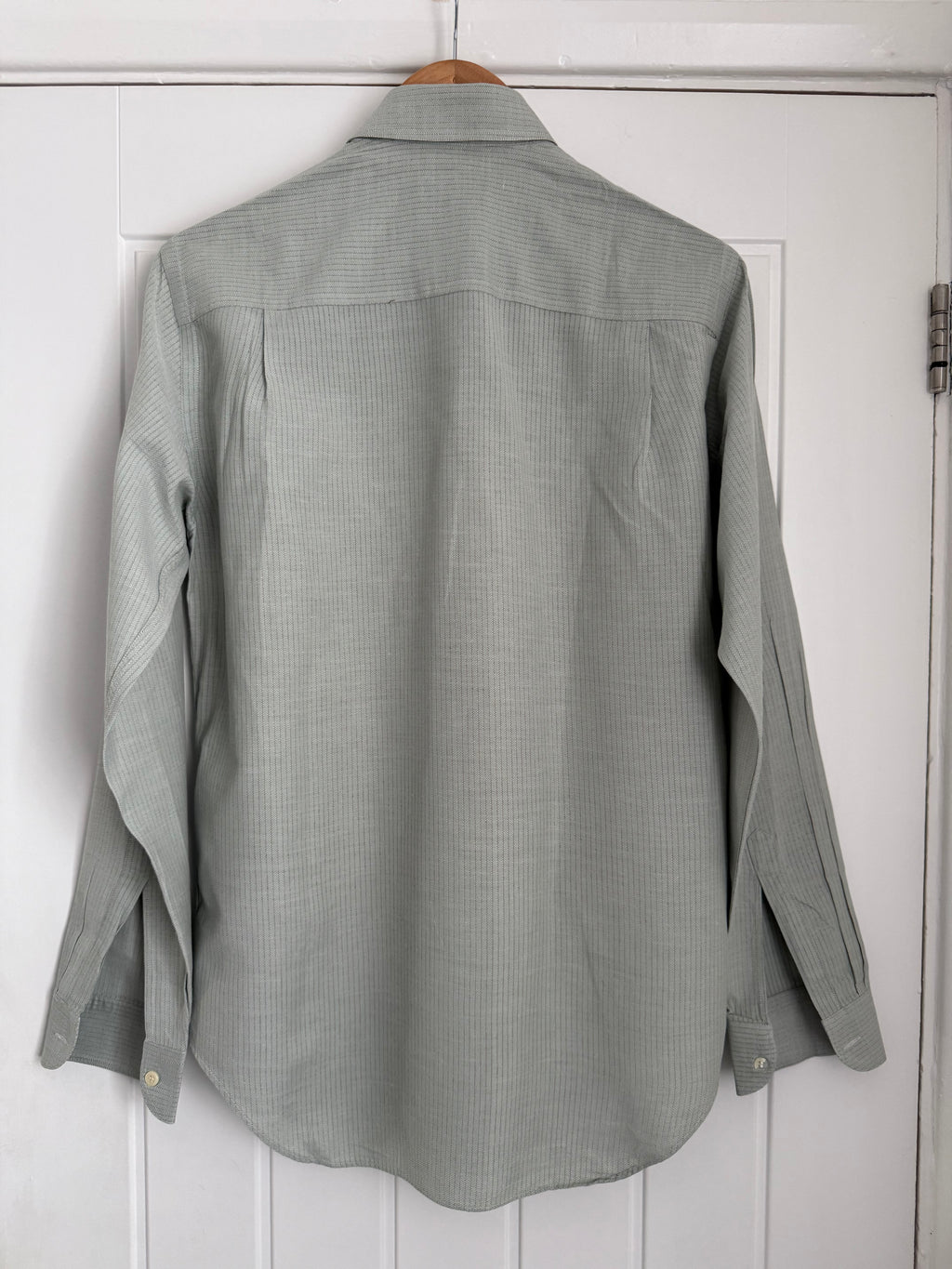 Giorgio Armani Black Label 1990s Snap Collar Chest Pocket Striped Cotton Shirt - Size S