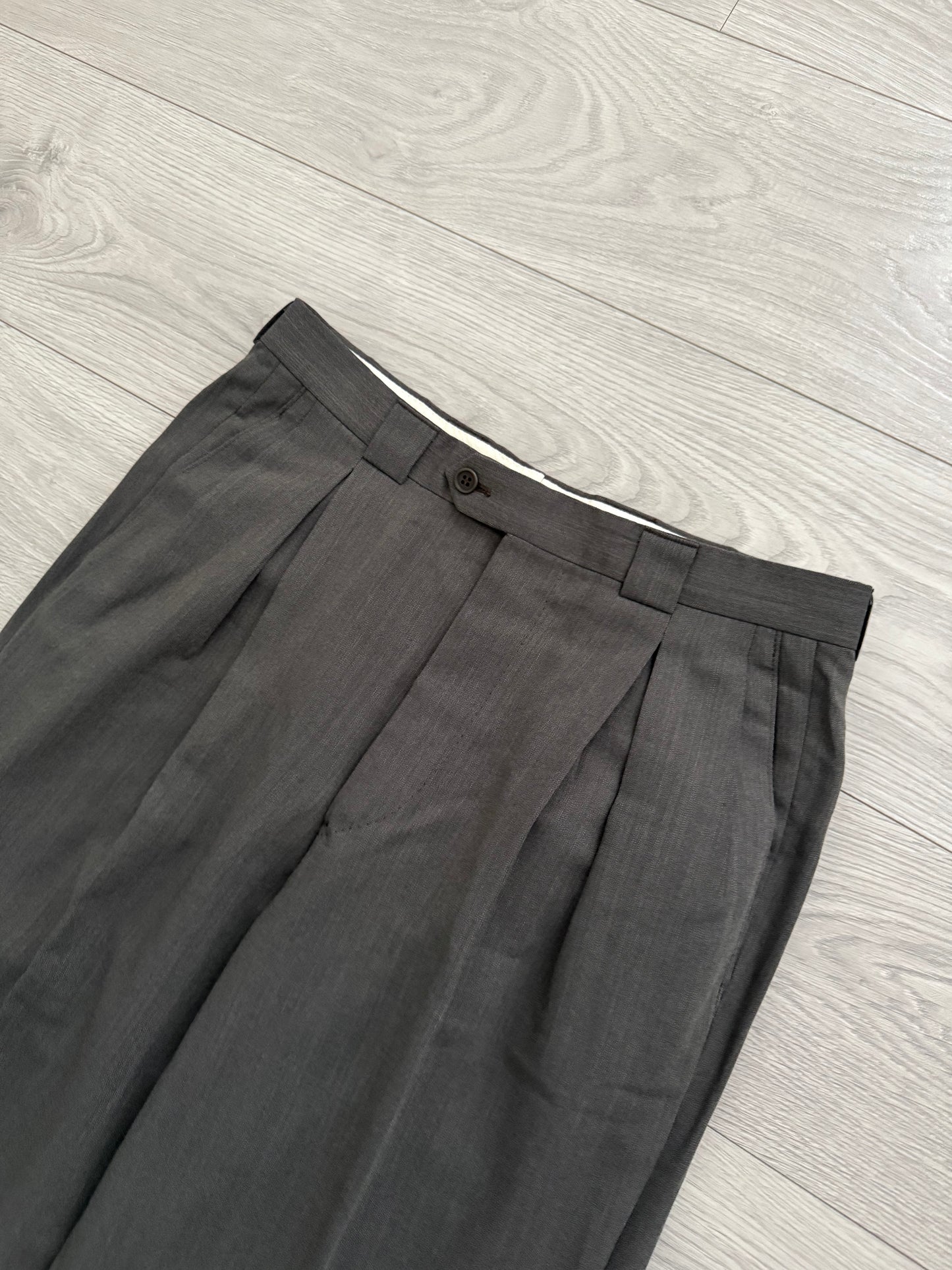 Giorgio Armani 1990s Double Breasted Triple Pleat Wool Suit - Size M Jacket / 32" Waist