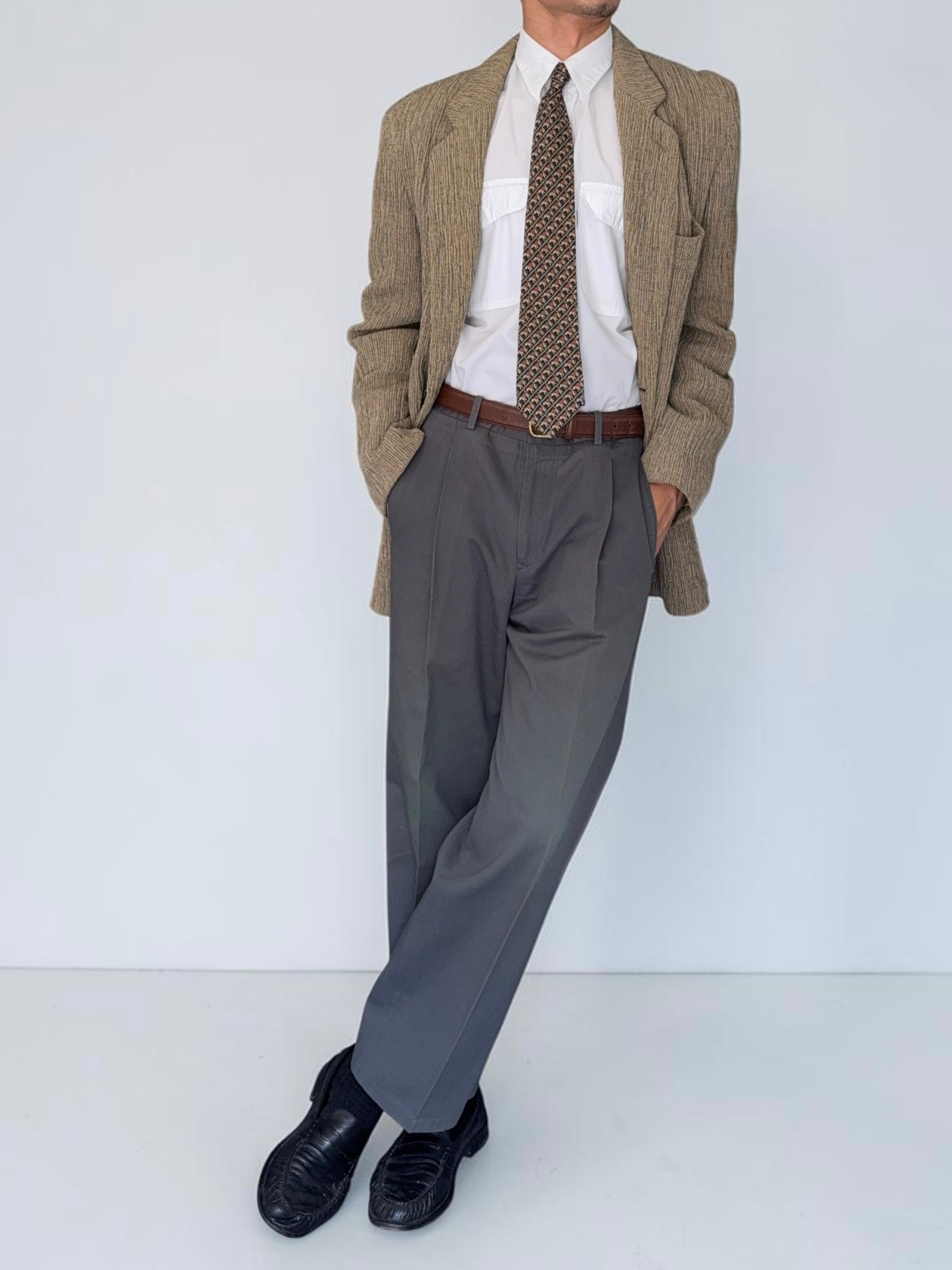 Armani 2000s Pleated Cotton Green Pants - Size 30" Waist