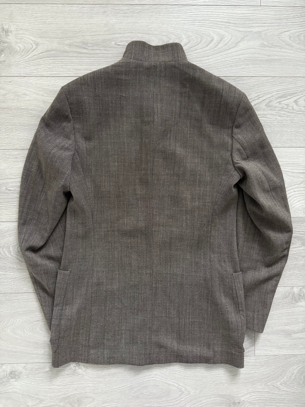 Emporio Armani 1998 Nehru Collar Taupe Brown Sports Jacket - Size S