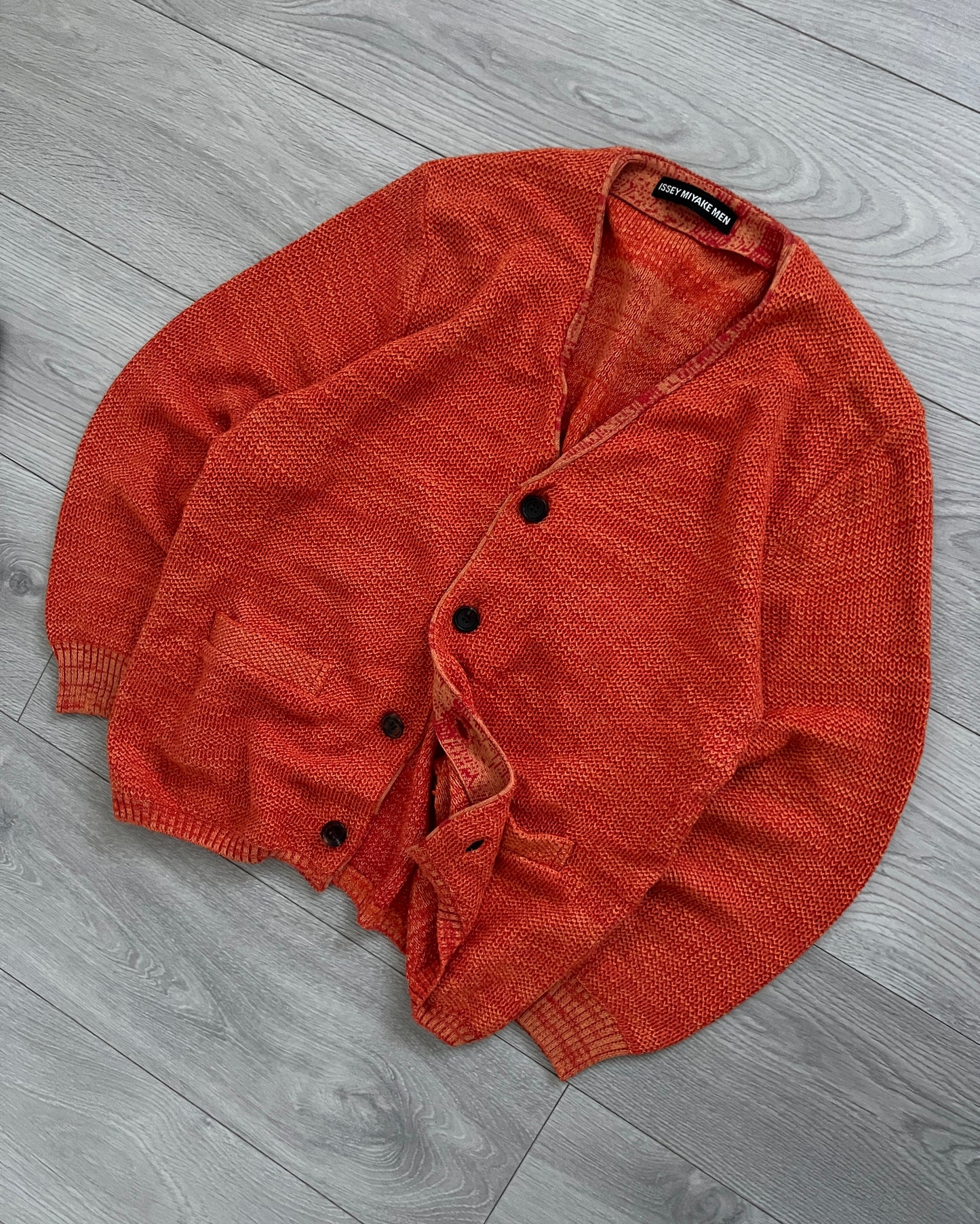 Issey Miyake 2003 Marled Knit Orange Cardigan - Size M