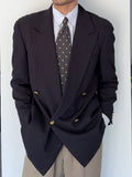 Giorgio Armani 1980s Peaked Lapel Double Breasted Metal Button Wool Sports Jacket Blazer - Size M
