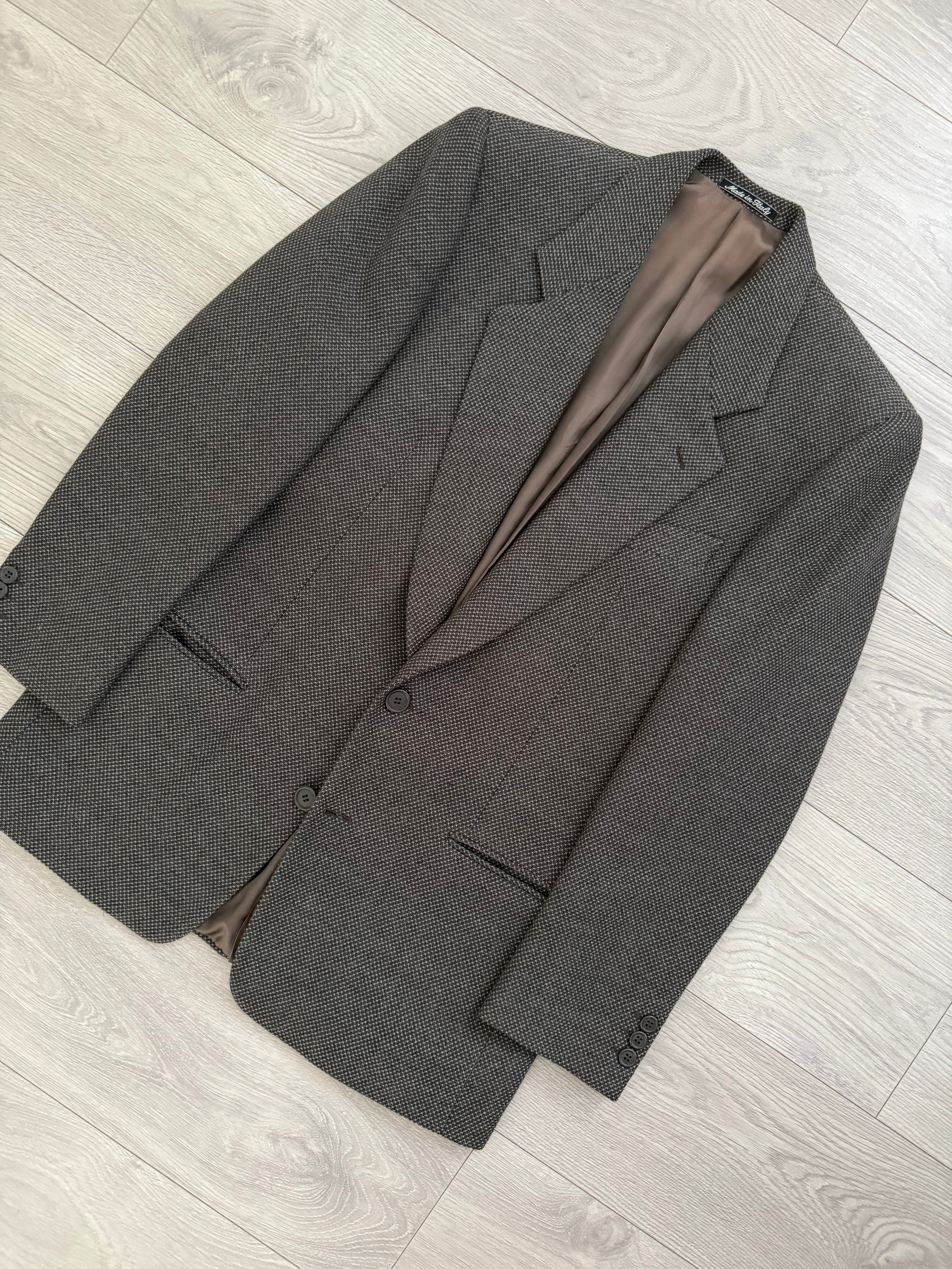 Giorgio Armani 1980s Textured 2B Wool Brown Sports Blazer Jacket - Size M