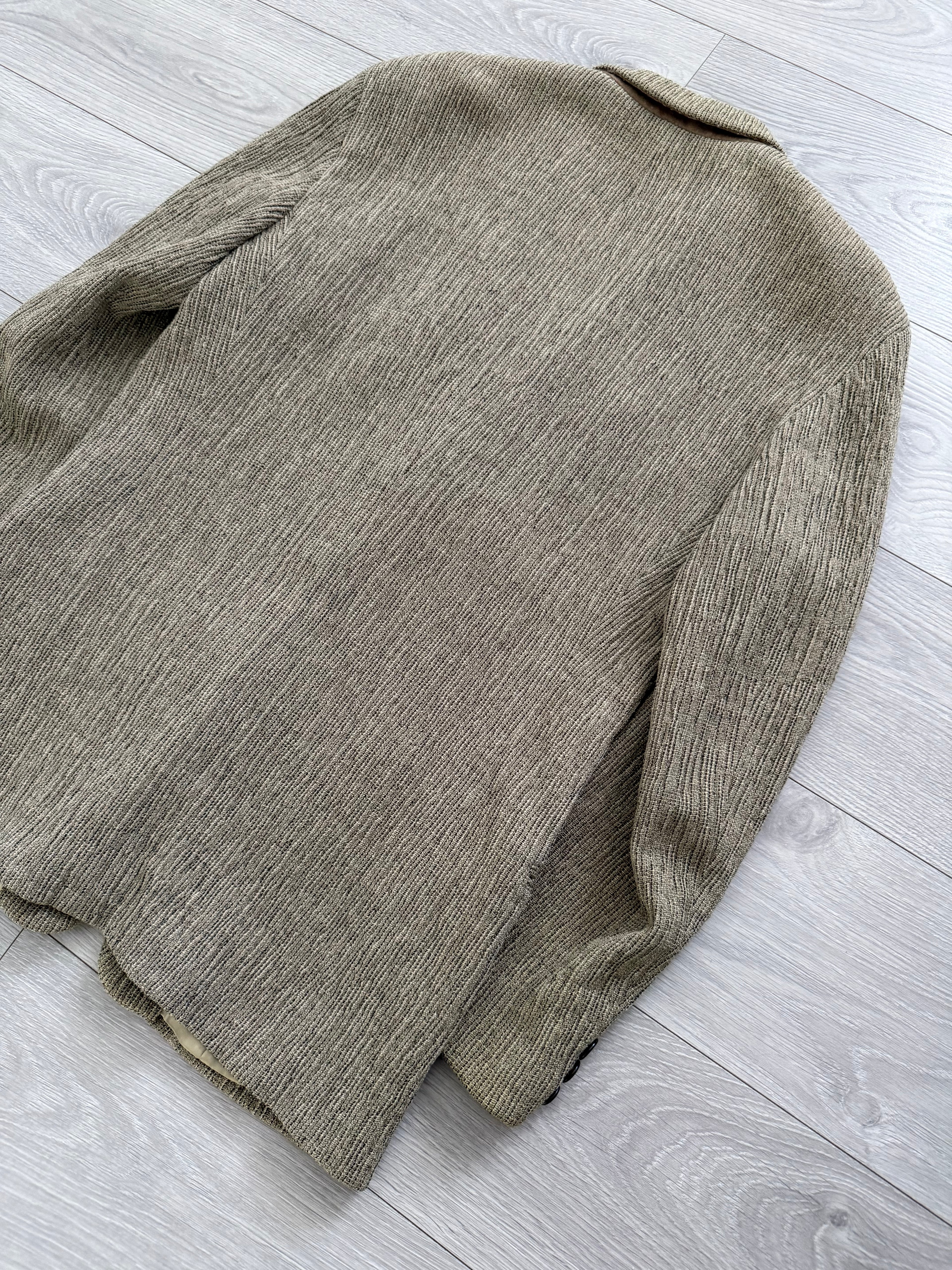 Emporio Armani 1990s 3D 'Tree Bark' Textured Wool Rayon Sports Jacket Blazer - Size L