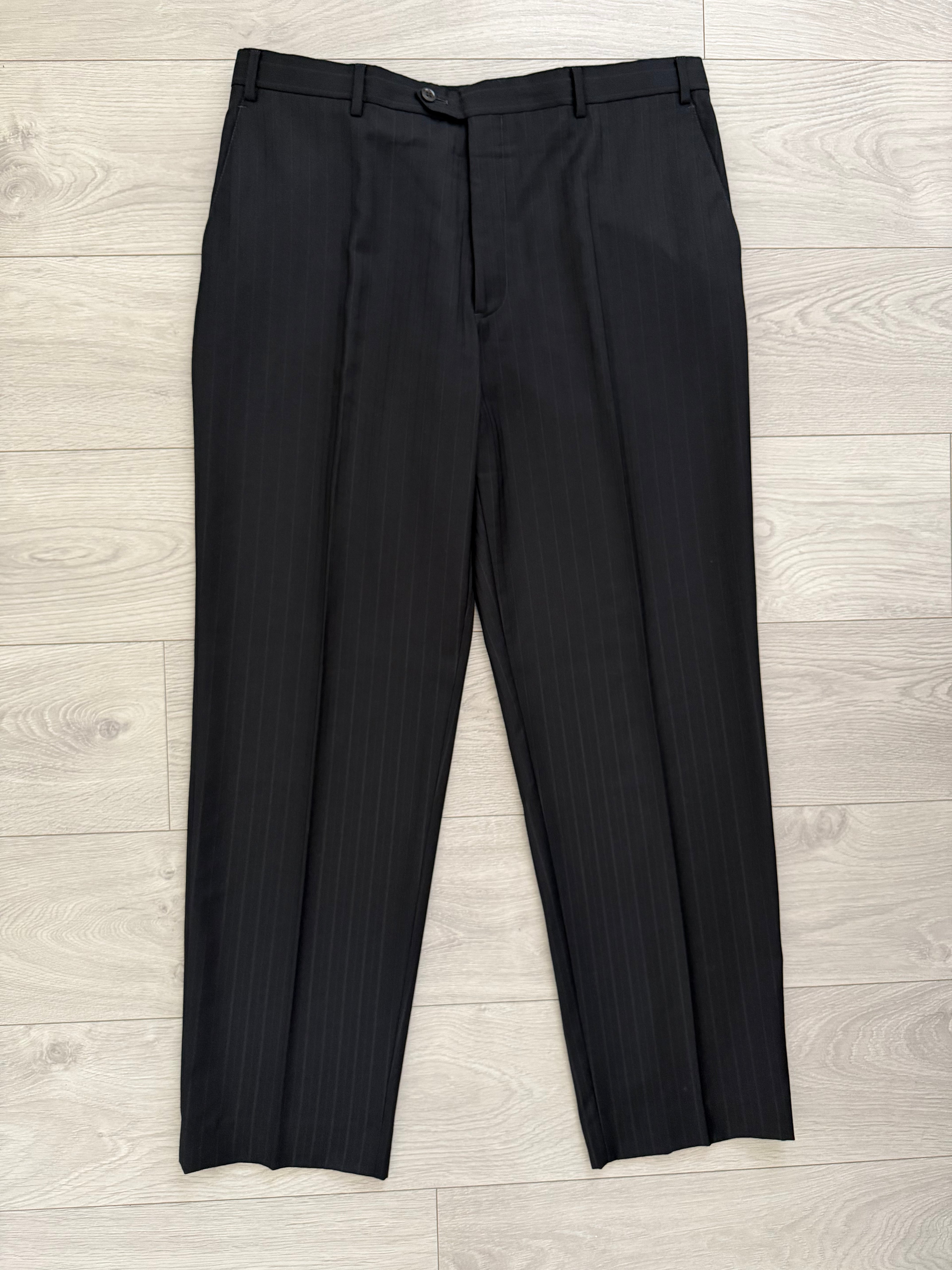 Armani 1990s 2B Striped Pleated Wool Suit - Size XXL Jacket / 38" Waist