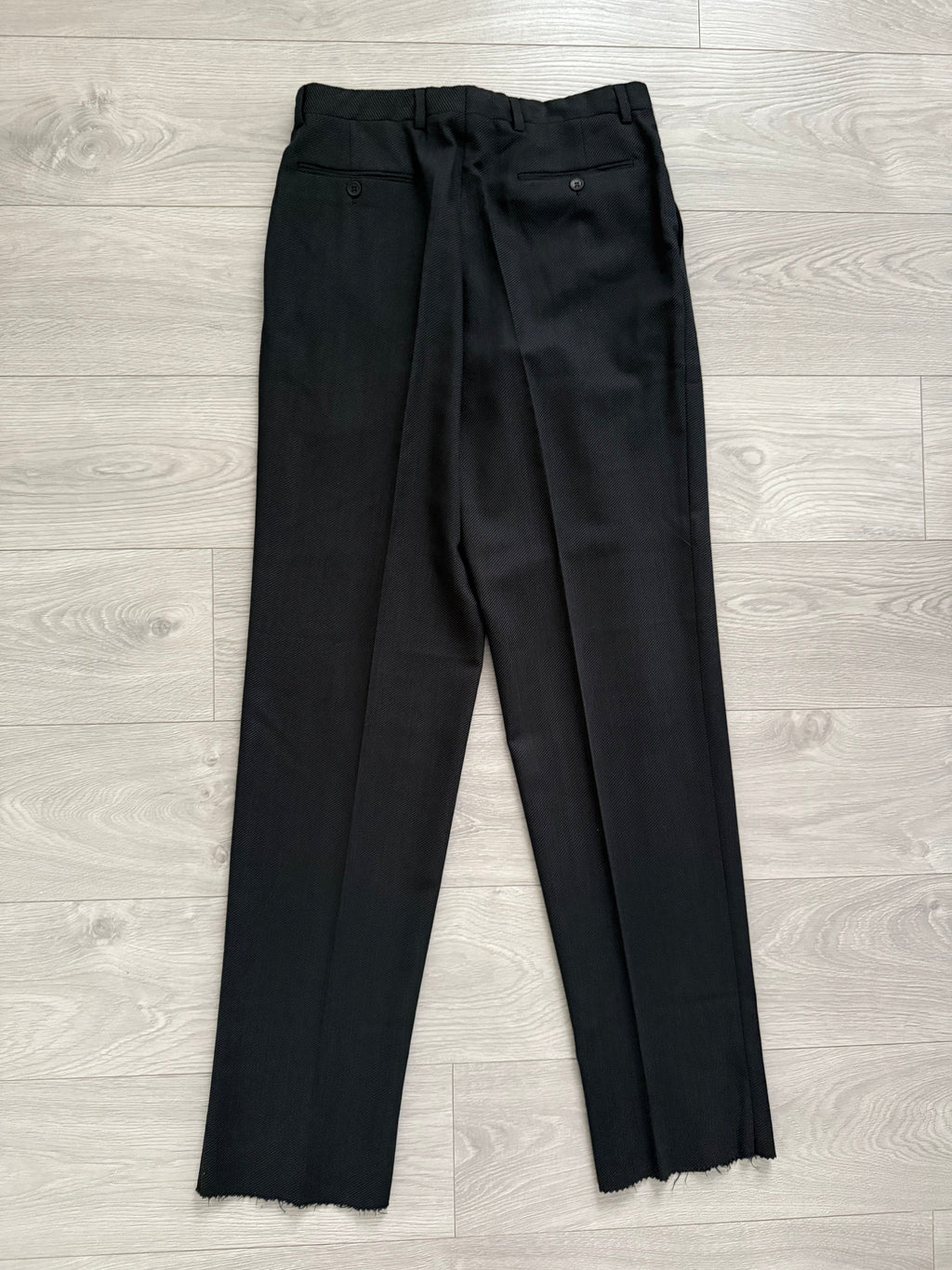 Giorgio Armani 1980s Double Breasted Pleated Wool Suit Black/Grey New - Size L Jacket / 32" Waist