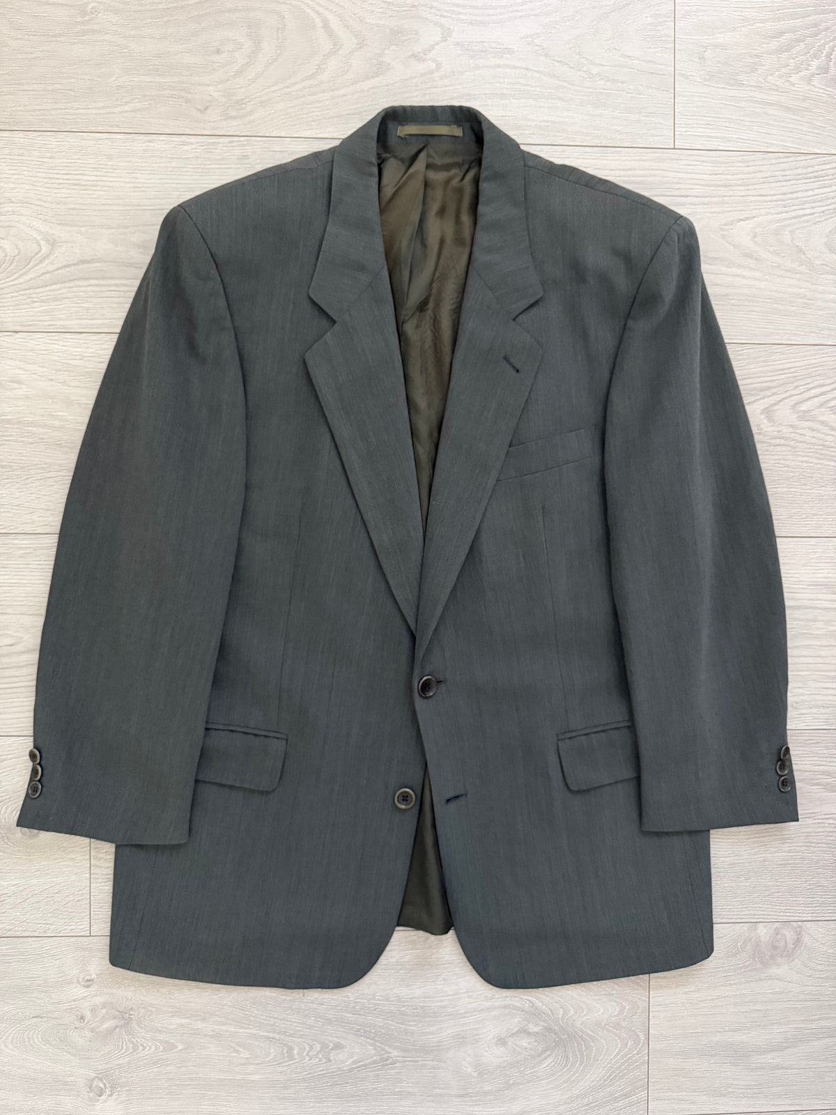 Hugo Boss 1980s Vitale Barberis Canonico Fabric 2B Draped Wool Sport Jacket Blazer - Size L