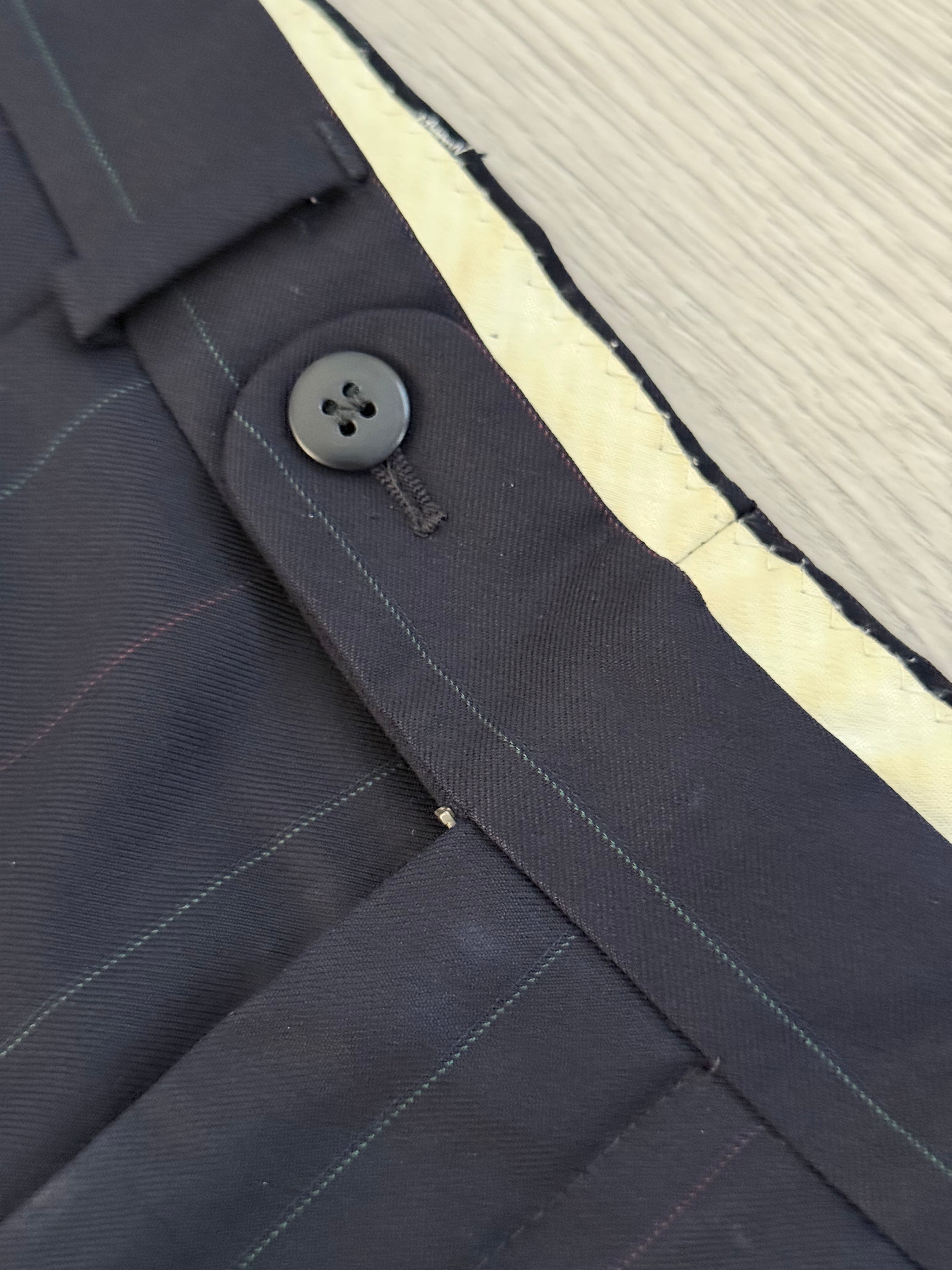 Hugo Boss 1980s 'Mitford' Peaked Lapel Double Breasted Pleated Wool Suit - Size M Jacket / 32" Waist