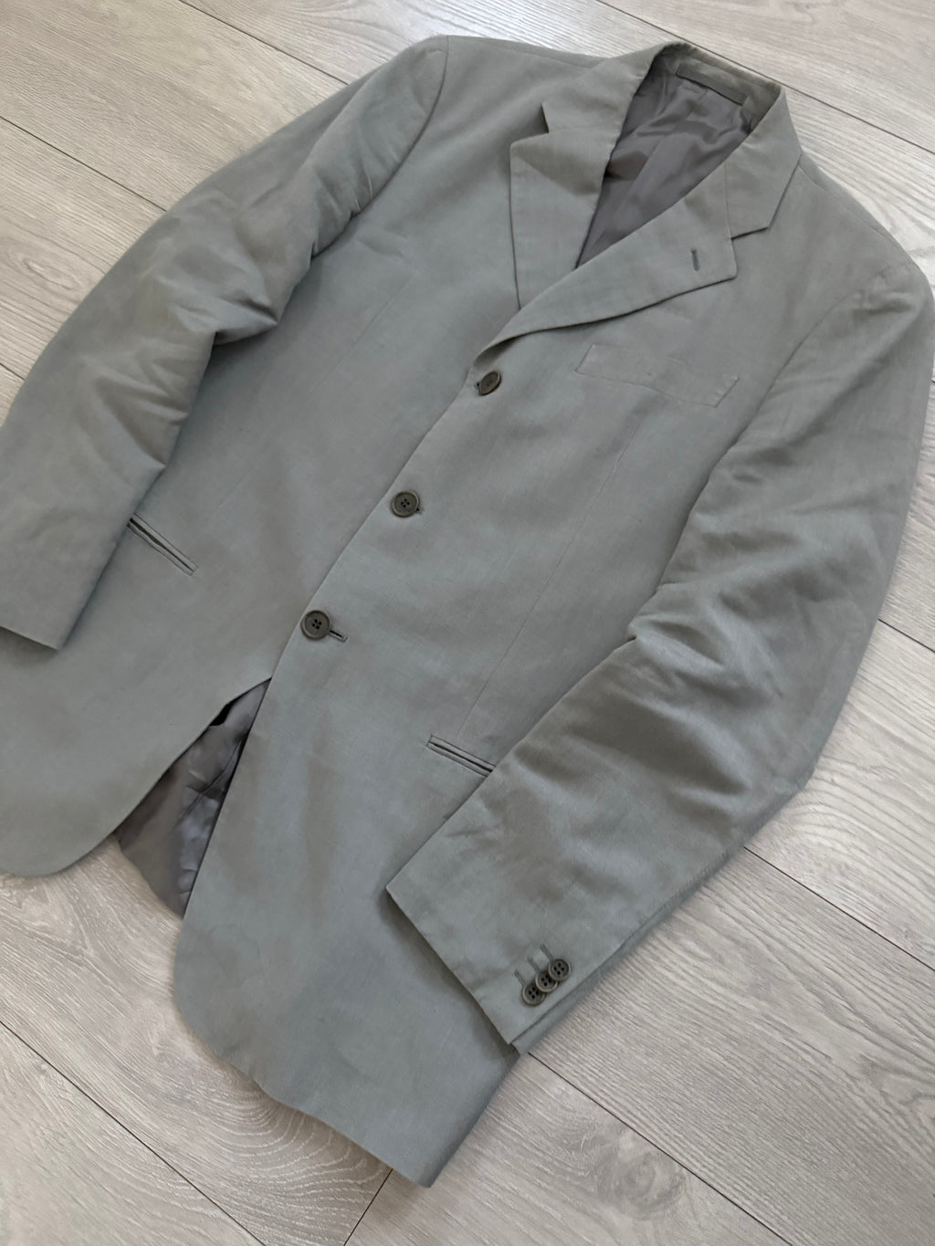 Giorgio Armani 1980s 3B Linen Blend Suit Grey - Size L Jacket / 32" Waist