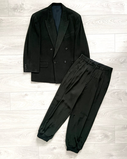 Comme Des Garcons Homme Plus AW1990 Pleated Double-Breasted Ribbed Suit - Size S Jacket / 30" Waist