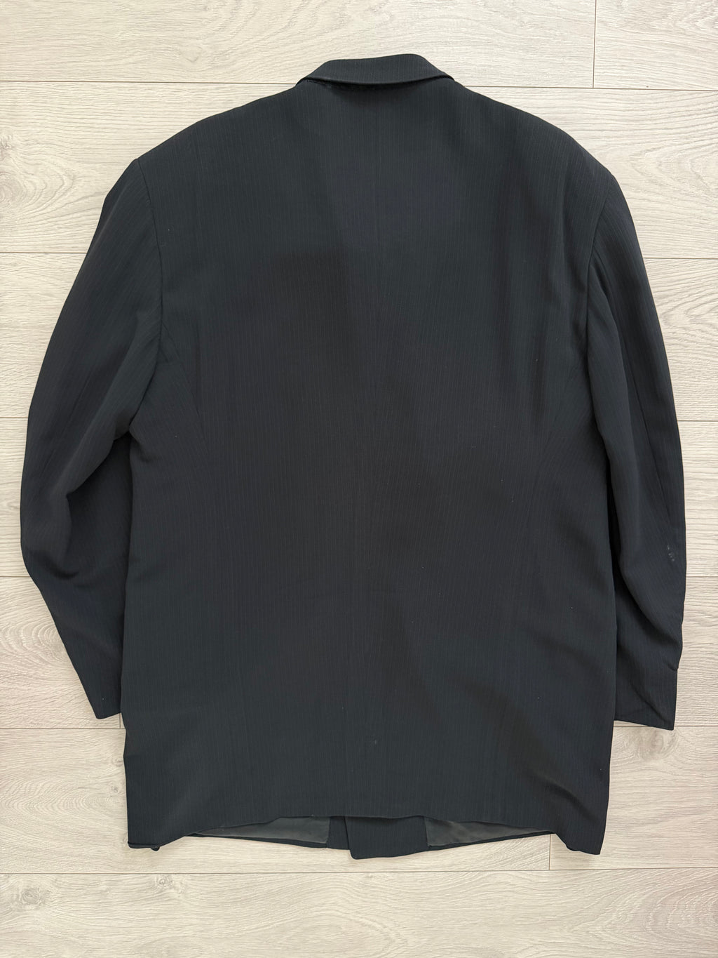 Giorgio Armani Black Label 1990s Peaked Lapel Double Breasted Pleated Wool Suit - Size XXXL Jacket / 40" Waist