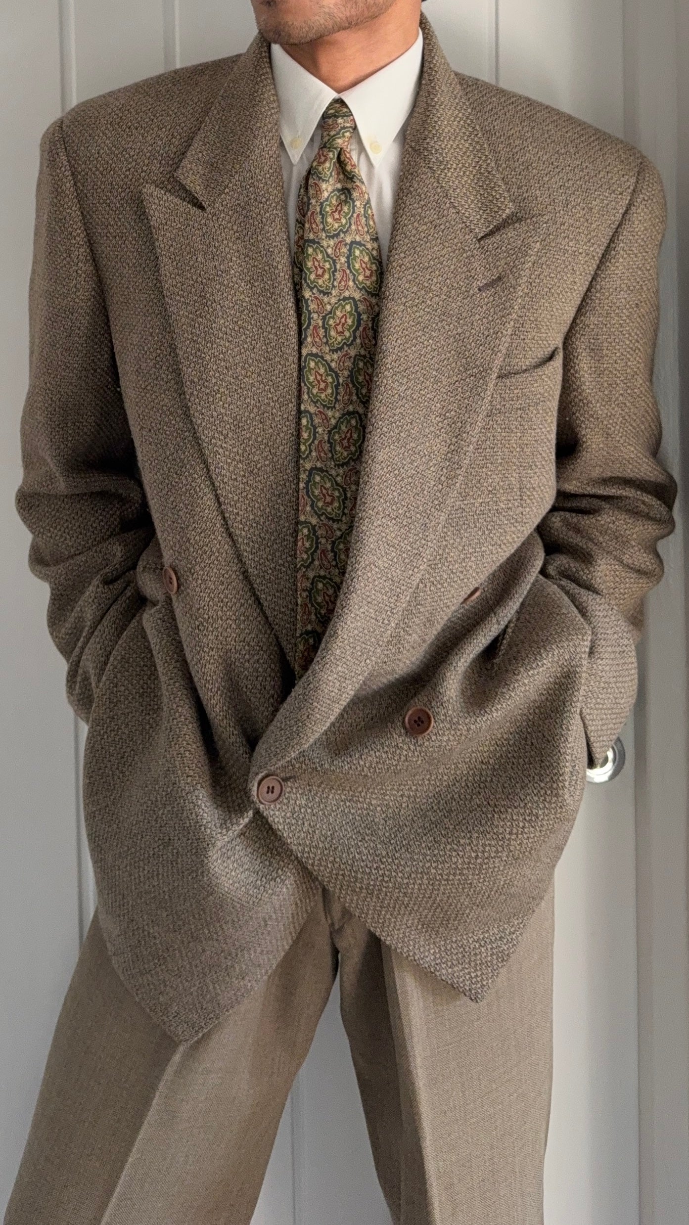 ジャケット・アウター 1980s Giorgio Armani Giorgio Armani 1980s Peaked Lapel Double Breasted Textured Wool
