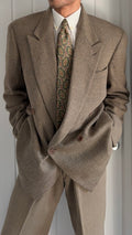 Giorgio Armani 1980s Peaked Lapel Double Breasted Textured Wool Sport Jacket Blazer - Size XXL