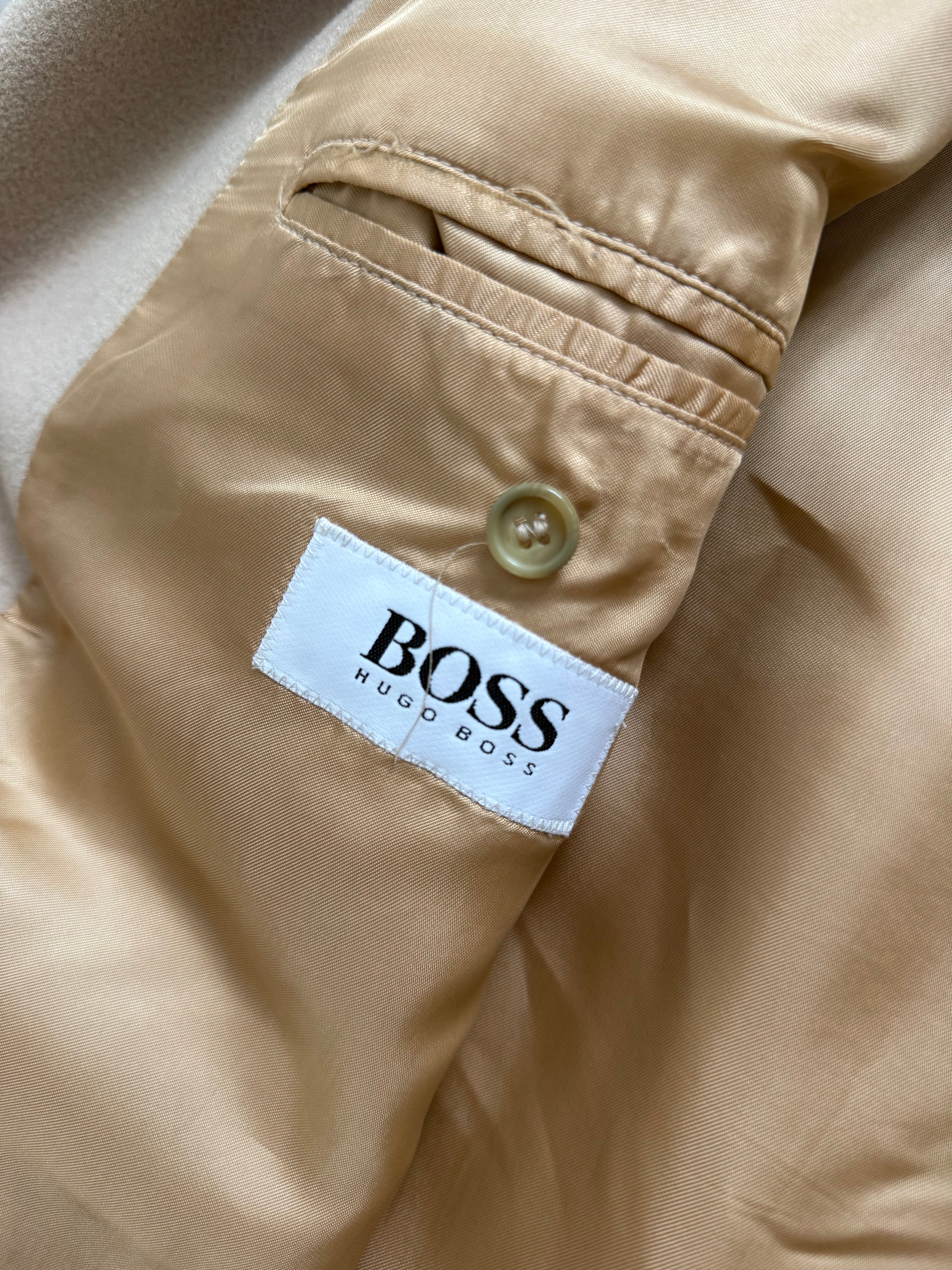 Hugo Boss 1980s 'De Tomaso' Wool Overcoat Cream - Size XL