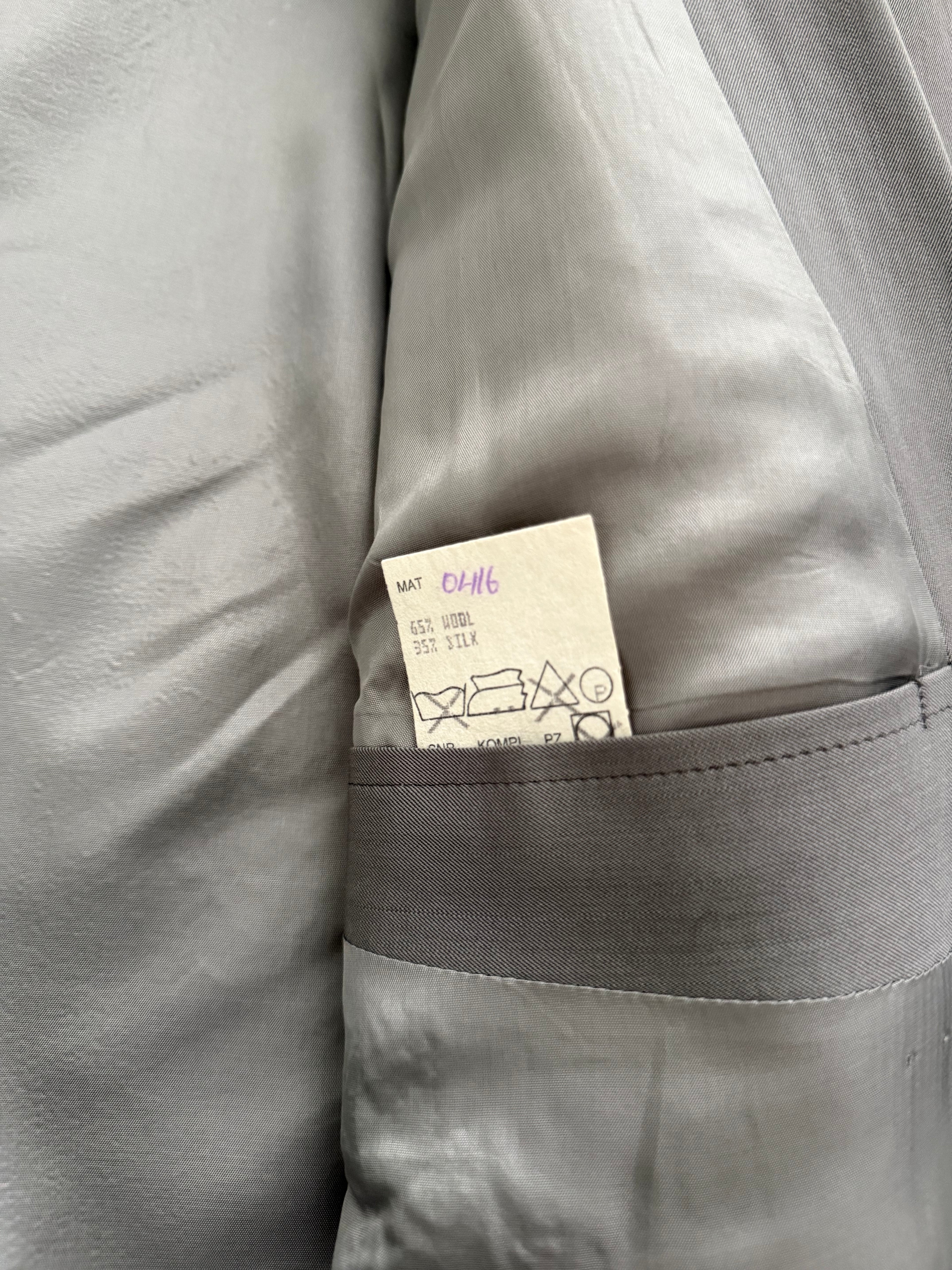 Hugo Boss 1980s 'Al Capone' Peaked Lapel Double Breasted Pleated Wool Silk Suit - Size XXL Jacket / 36" Waist