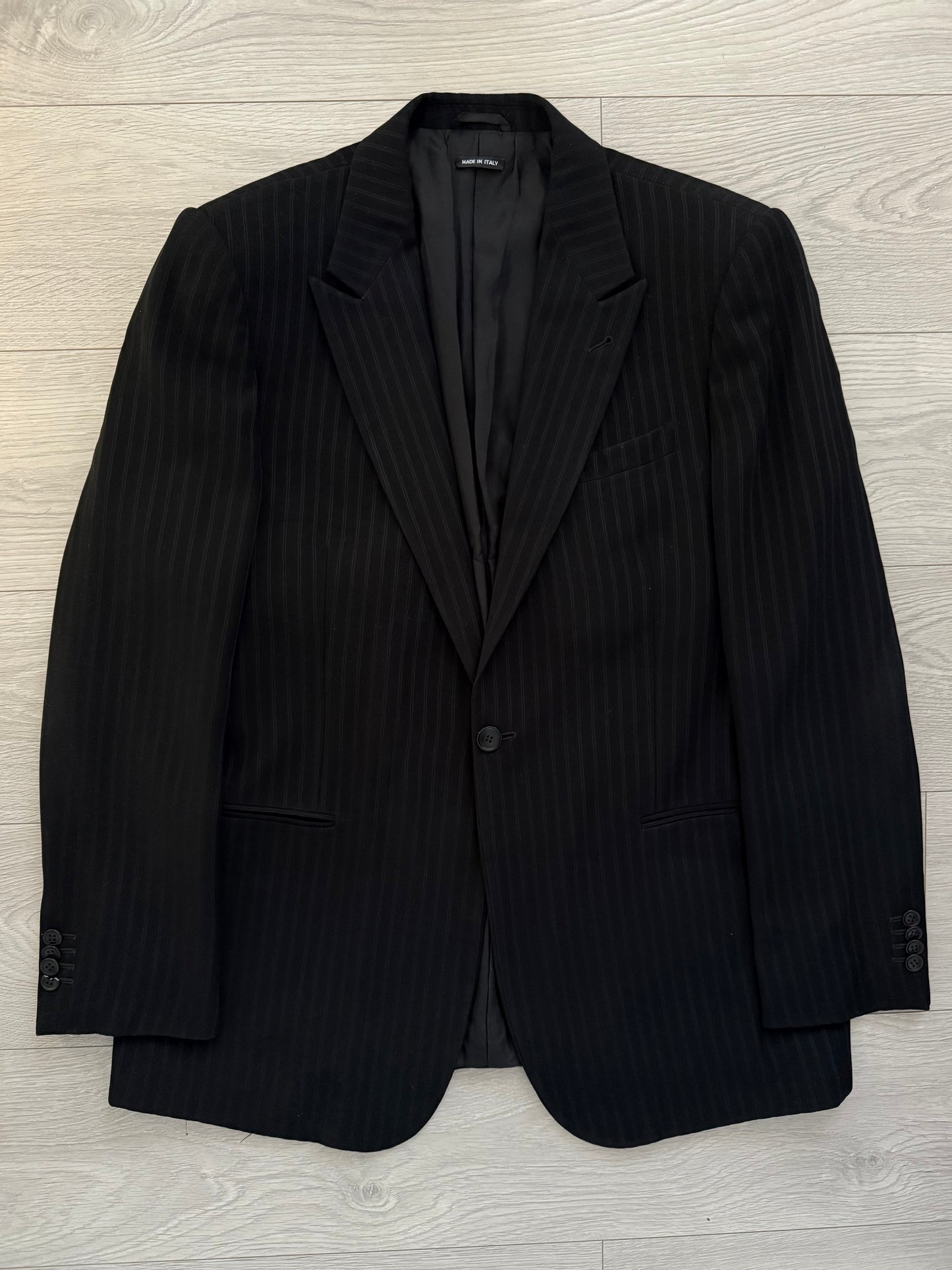 Giorgio Armani 1990s Peaked Lapel Striped Relaxed Suit - Size L Jacket / 34" Waist
