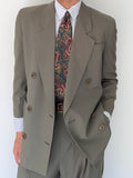 Basile 1980s Peaked Lapel Double Breasted Draped Wool Suit - Size S Jacket / 28" Waist