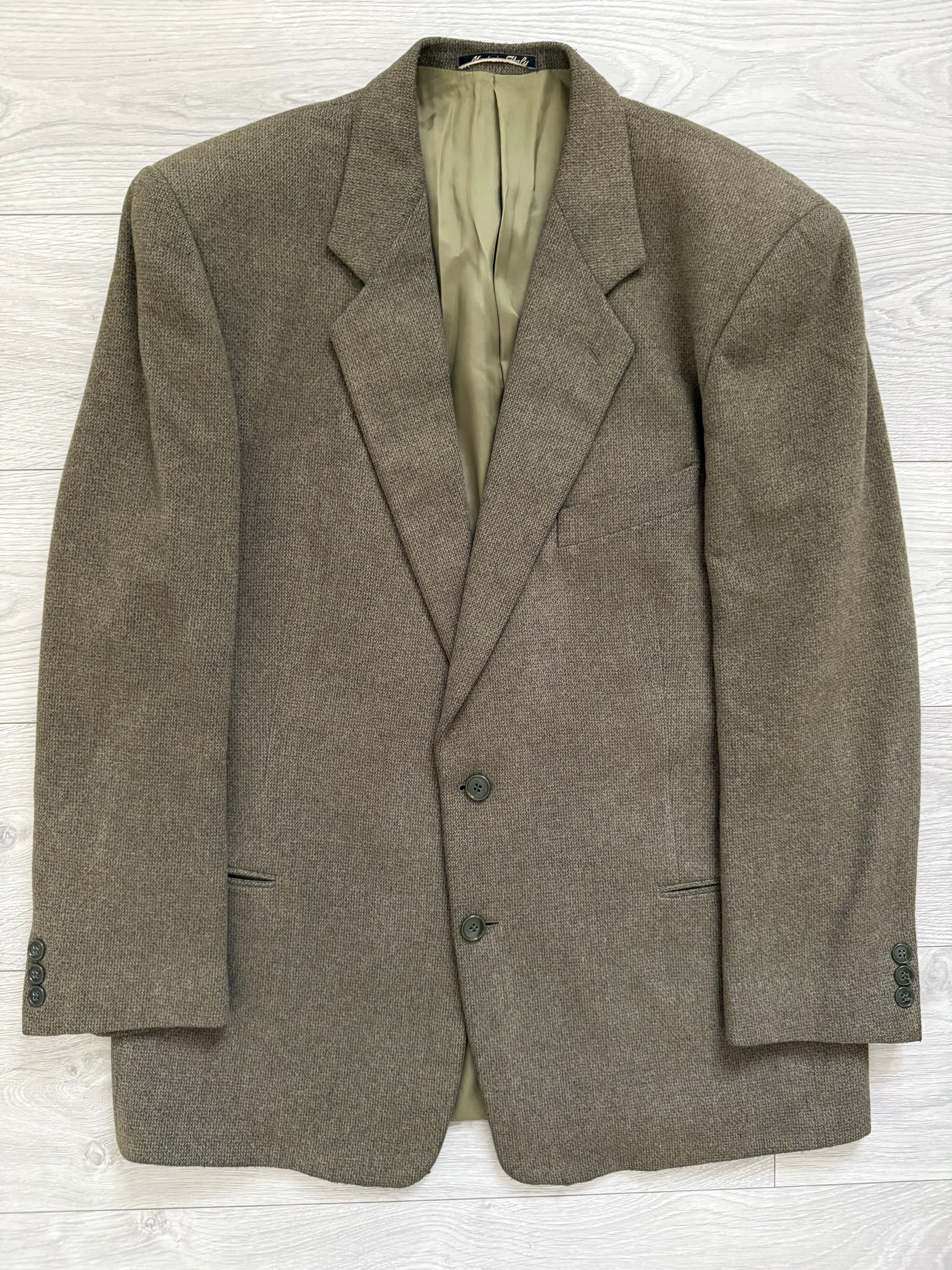 Giorgio Armani 1980s 2B Khaki Brown Wool Sport Jacket Blazer