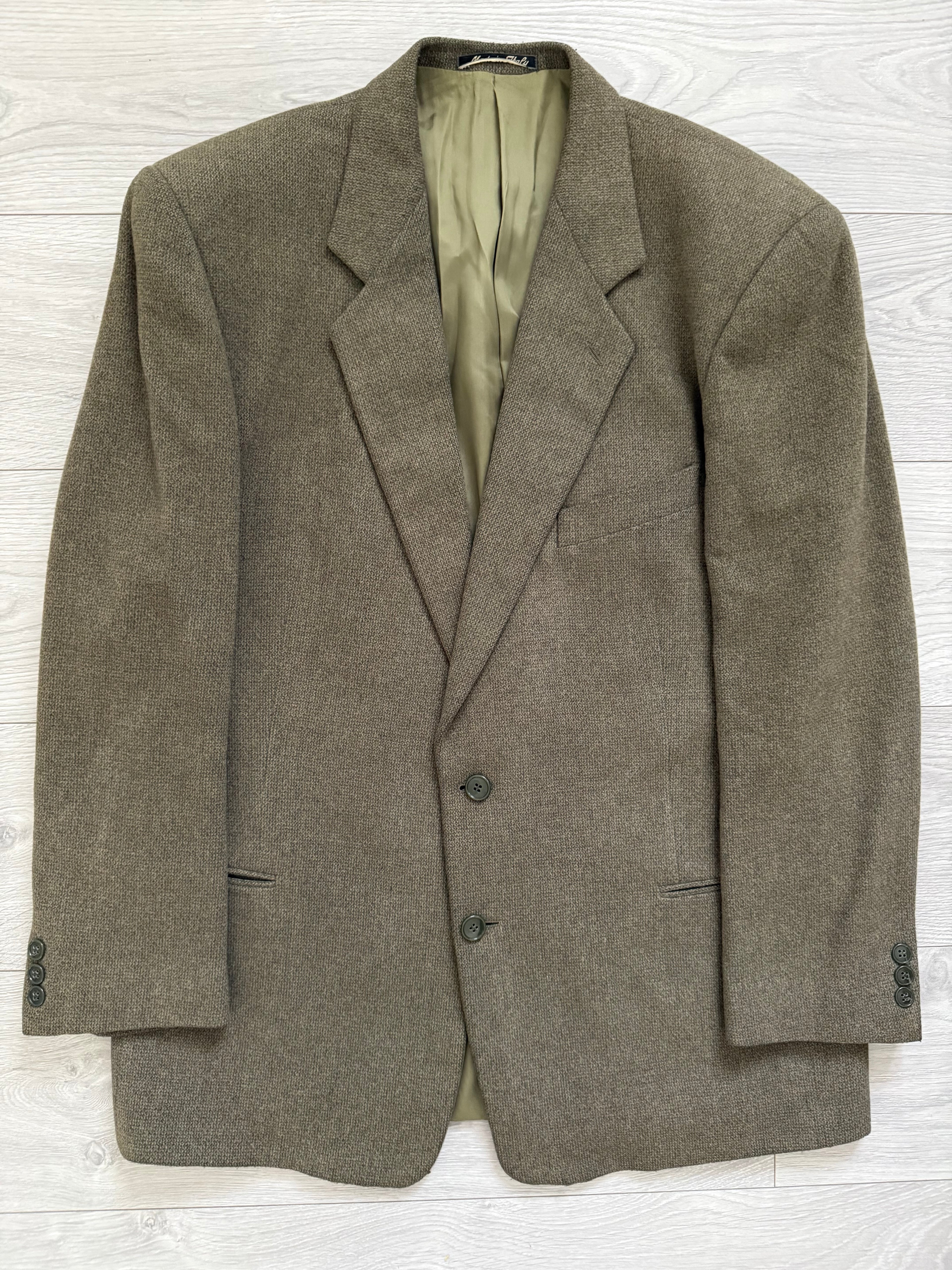 Giorgio Armani 1980s 2B Khaki Brown Wool Sport Jacket Blazer - Size XXL