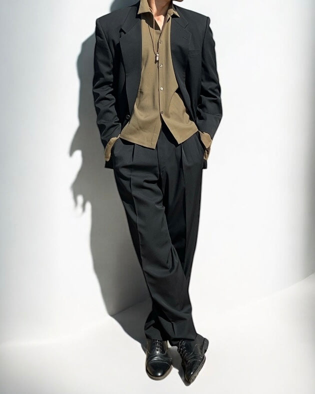 Comme Des Garcons Homme 1992 Double-Pleated Black Wool Suit - Size M Jacket / 30" Waist