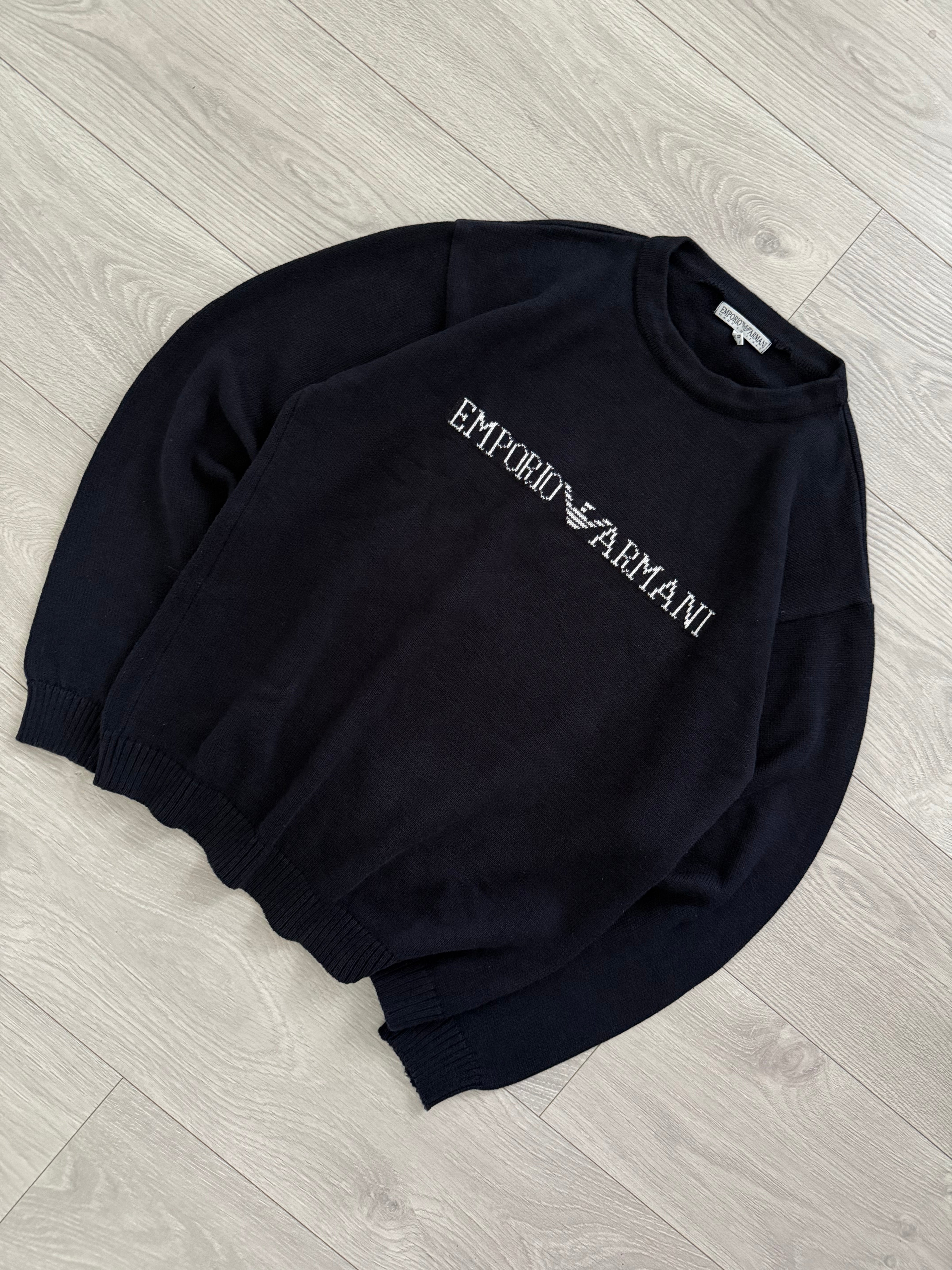 トップス 90s vintage emporio armani knit sweater Emporio Armani 1990s Navy Knit Sweater - Size M – NDWC0 Shop