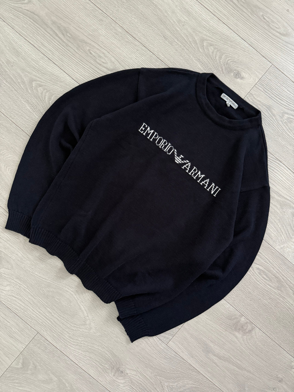 Emporio Armani 1990s Navy Knit Sweater - Size M