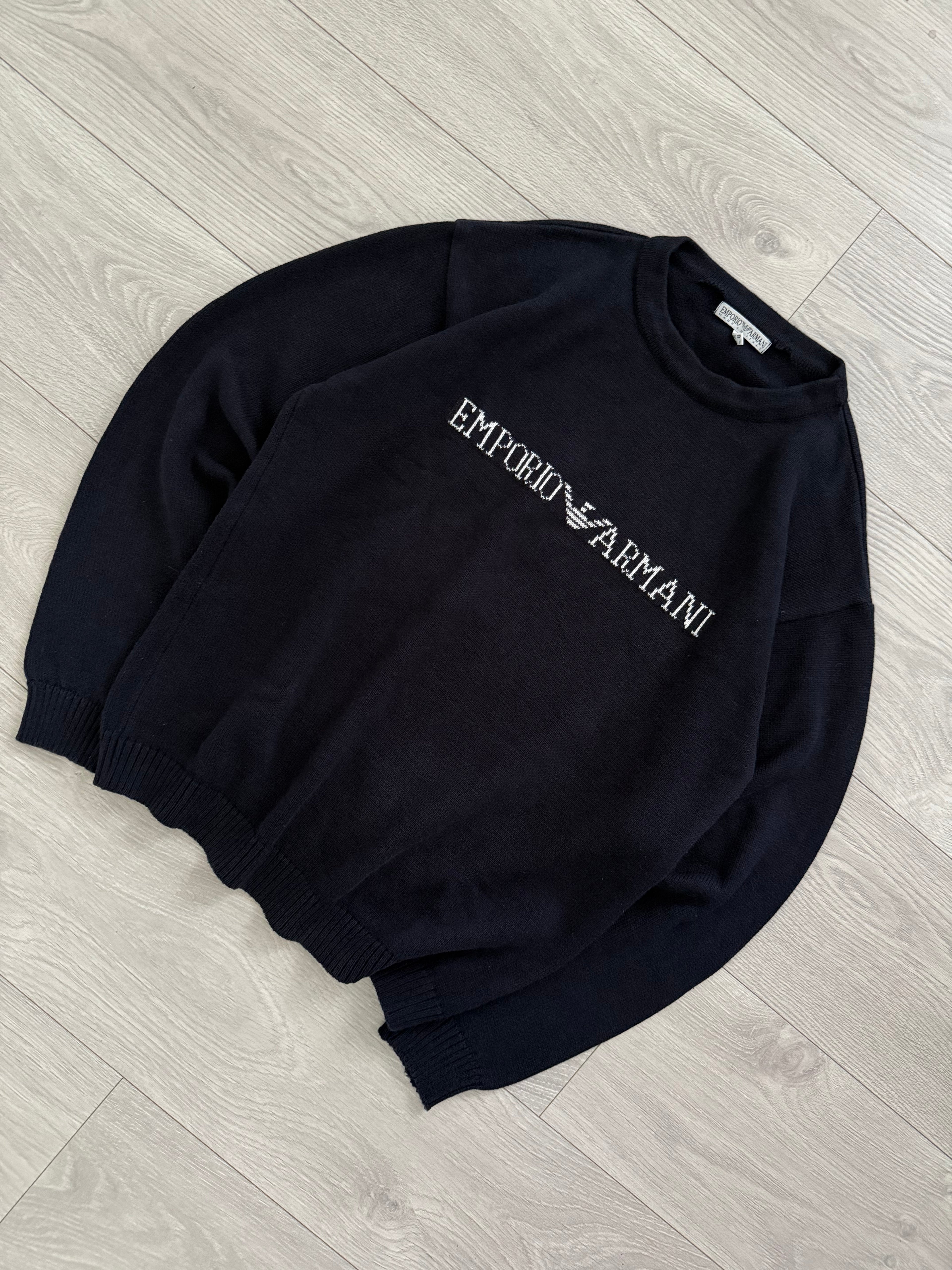 Emporio Armani 1990s Navy Knit Sweater - Size M