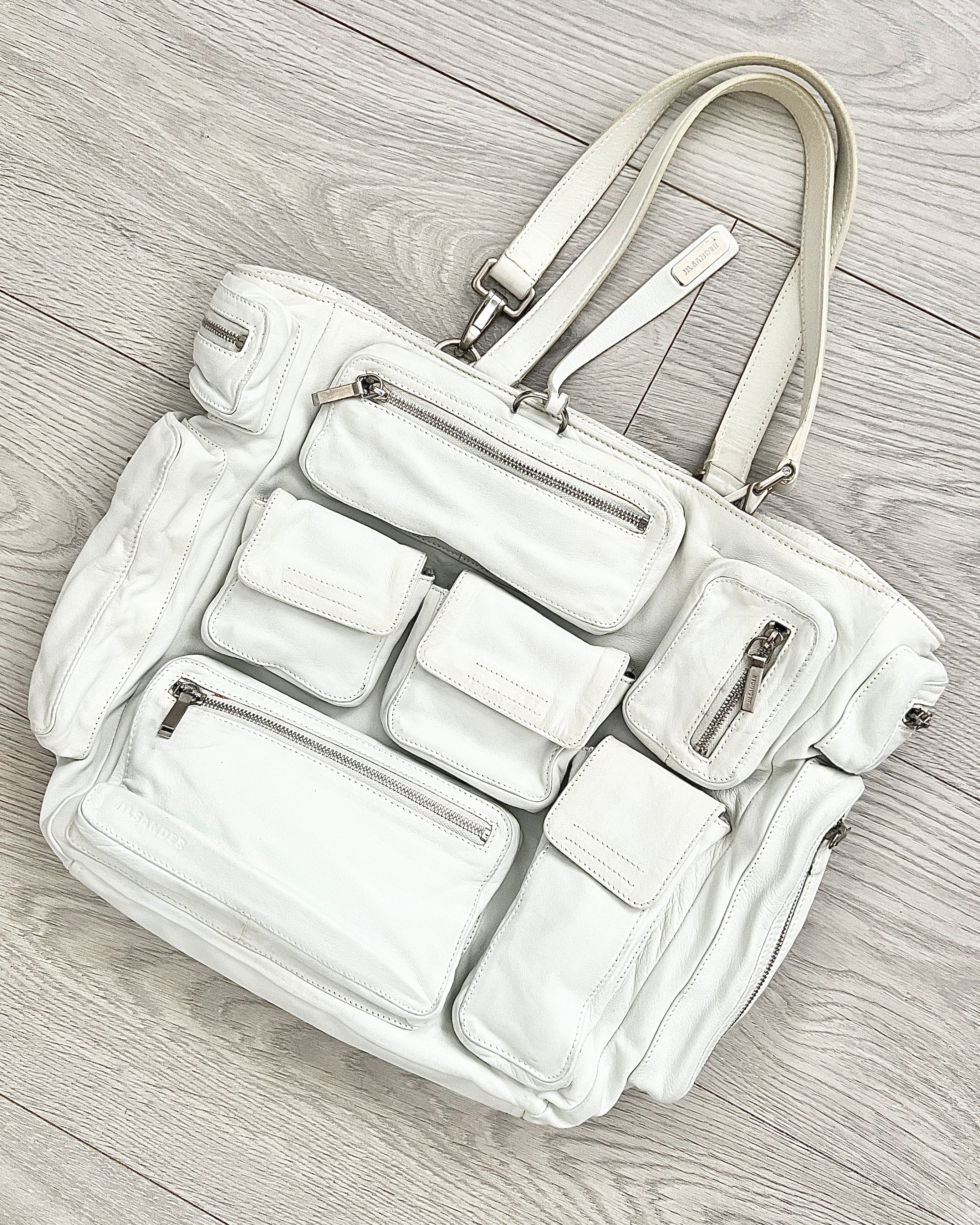 Jil Sander 2003 Multi-Pocket Cargo Leather White Shoulder Bag – NDWC0 Shop