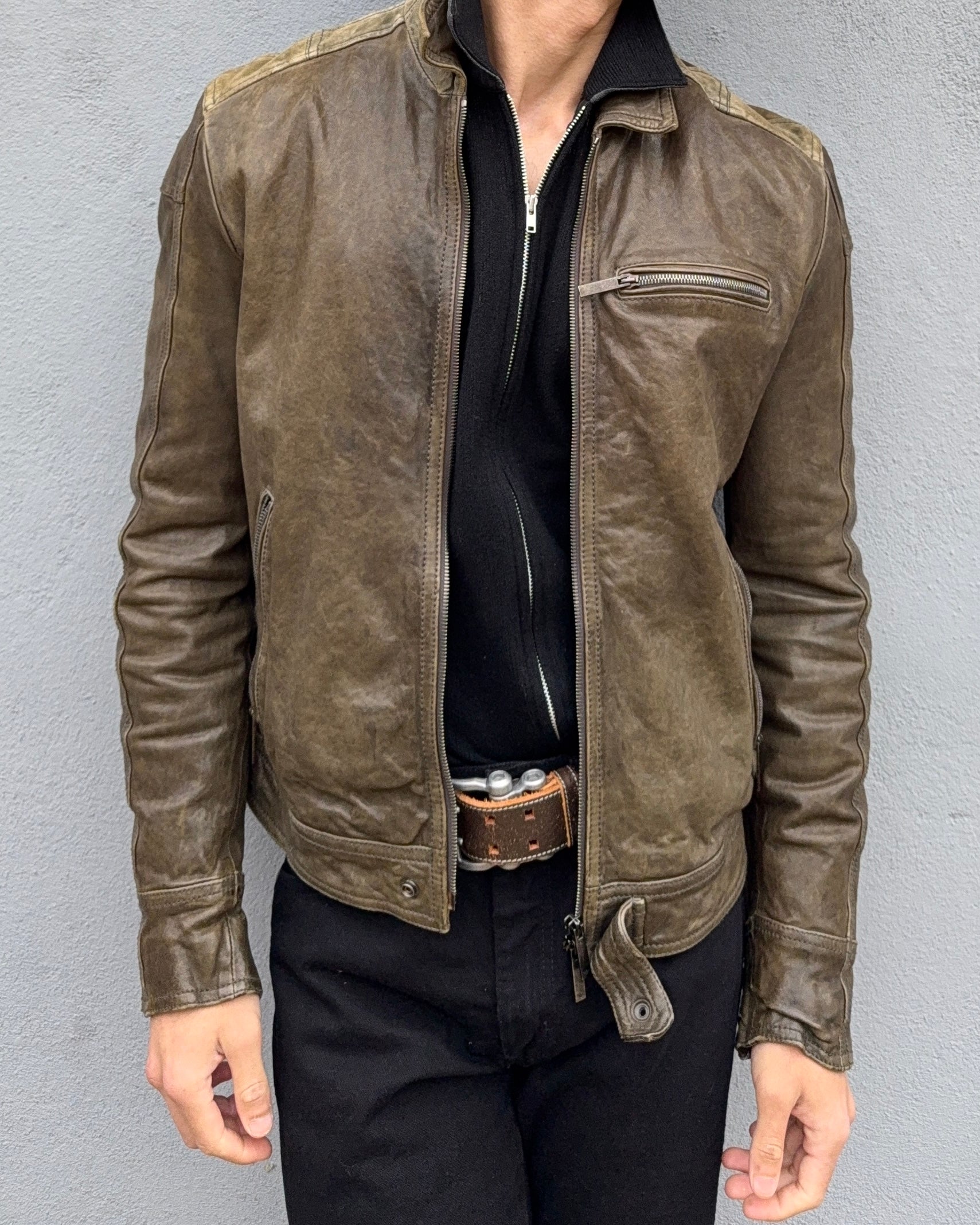 Emporio Armani 00s Leather Jacket - Size M