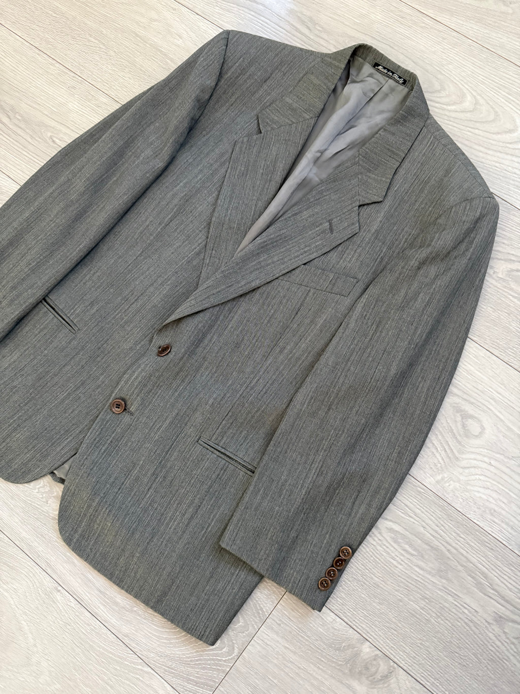 Valentino 1980s 2B Heathered Grey Wool Sports Blazer Jacket - Size L